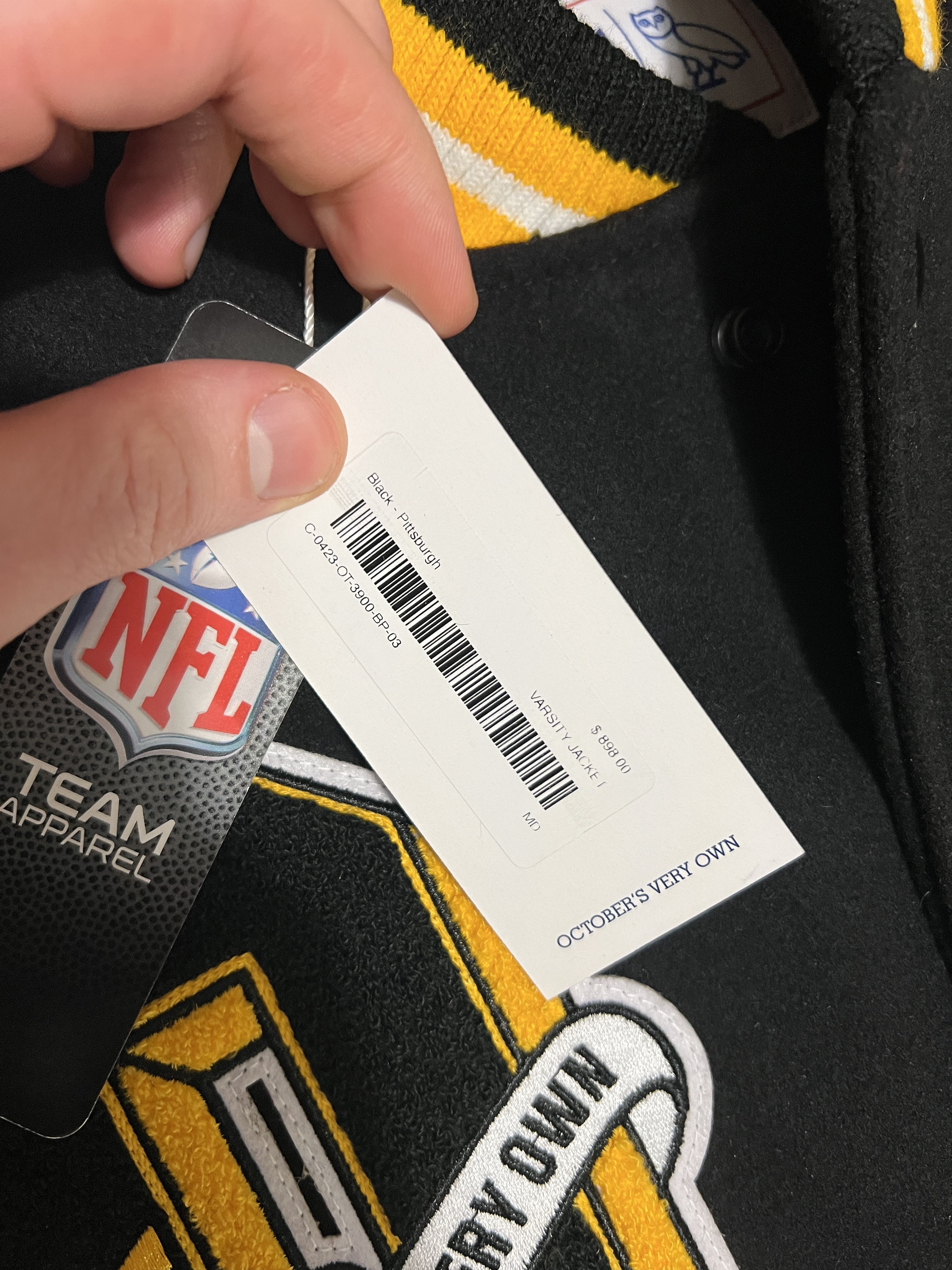 Drake OVO x NFL PITTSBURGH STEELERS OG OWL GAME DAY VARSITY JACKET Size US M / EU 48-50 / 2 - 9 Thumbnail