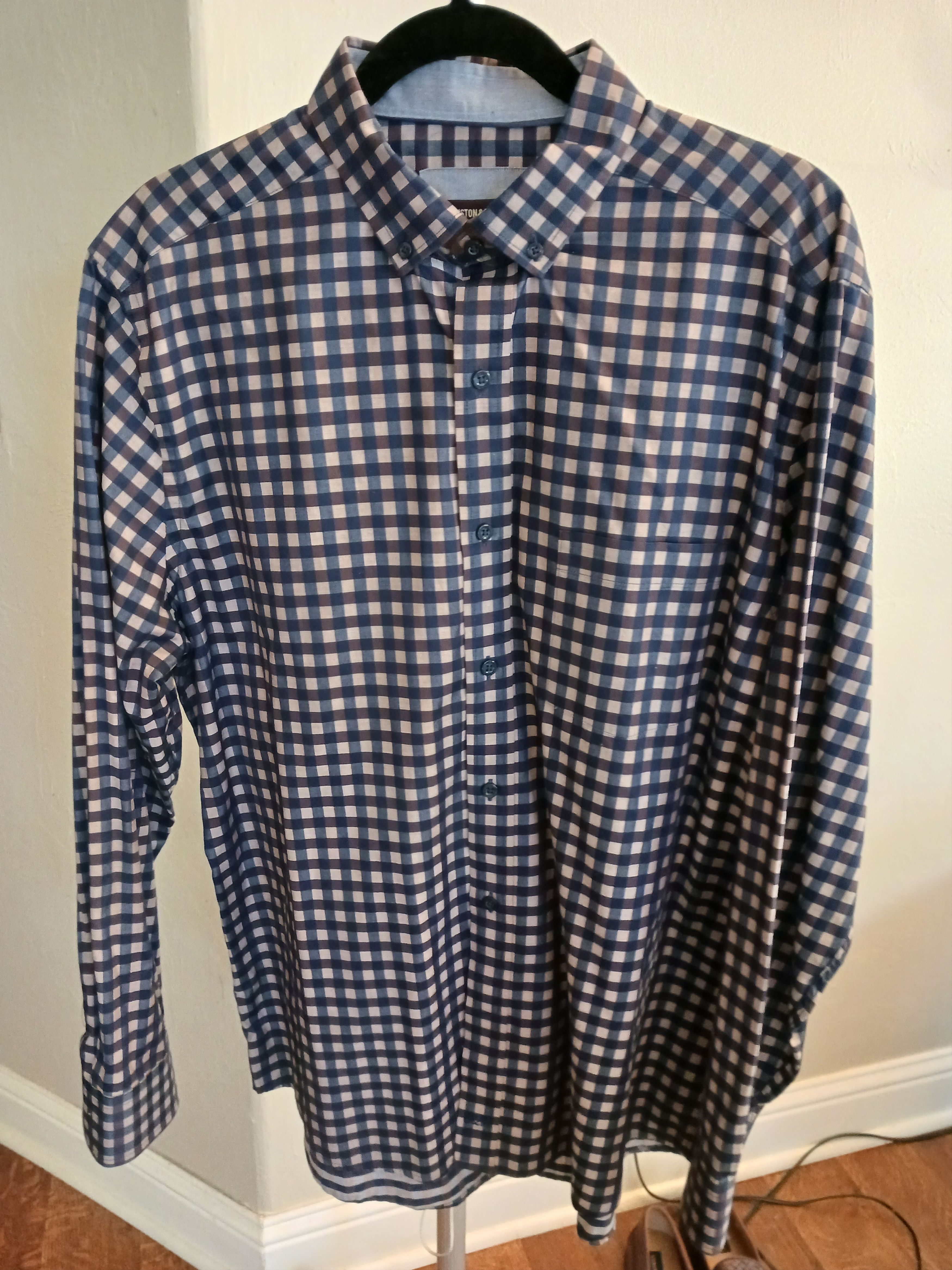Johnston & Murphy NWOT Men's 100% Cotton Button Front Checkered Shirt Size US L / EU 52-54 / 3 - 1 Thumbnail