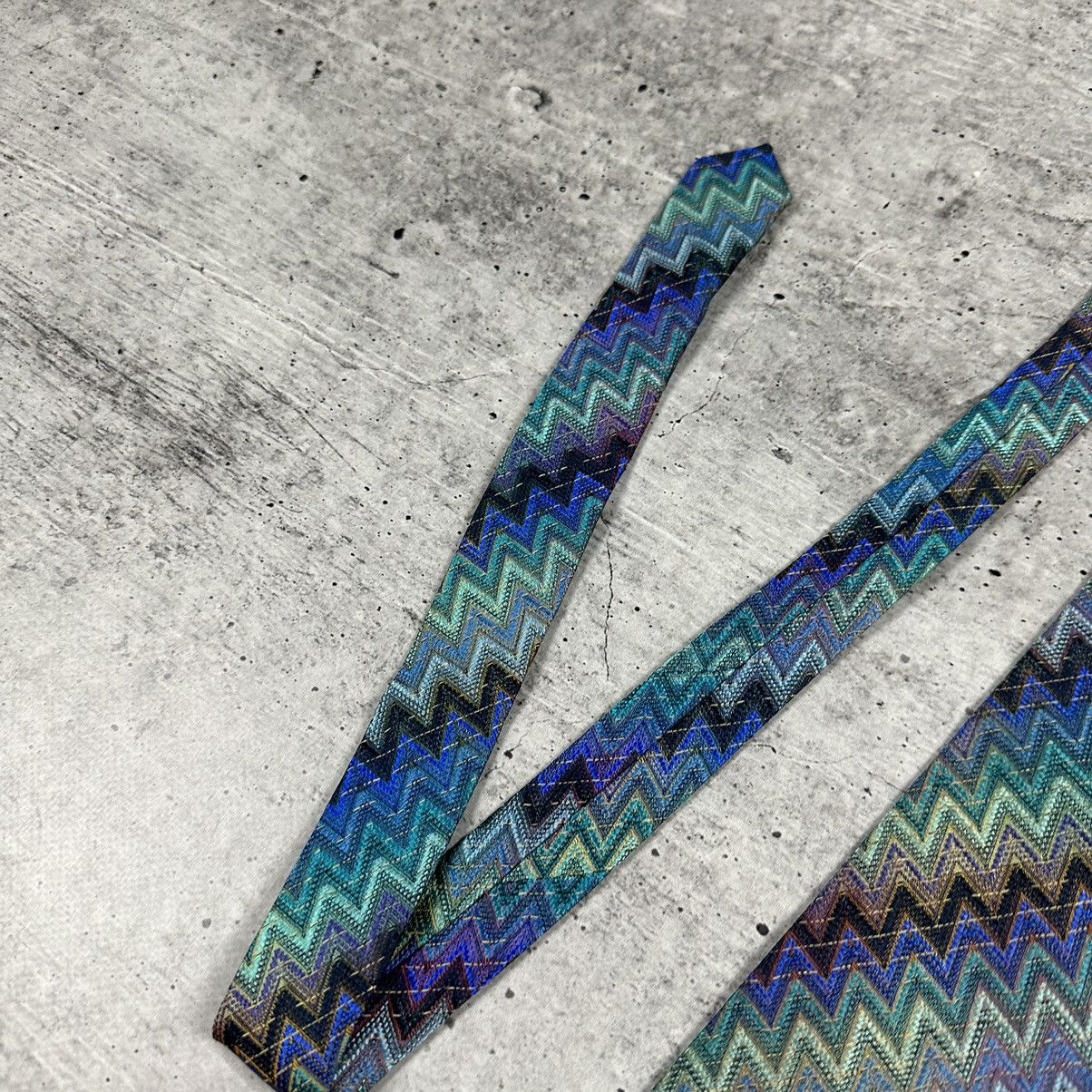 Designer MISSONI Men's Silk Necktie LUXURY Tie Purple Green Geometric Size ONE SIZE - 4 Thumbnail