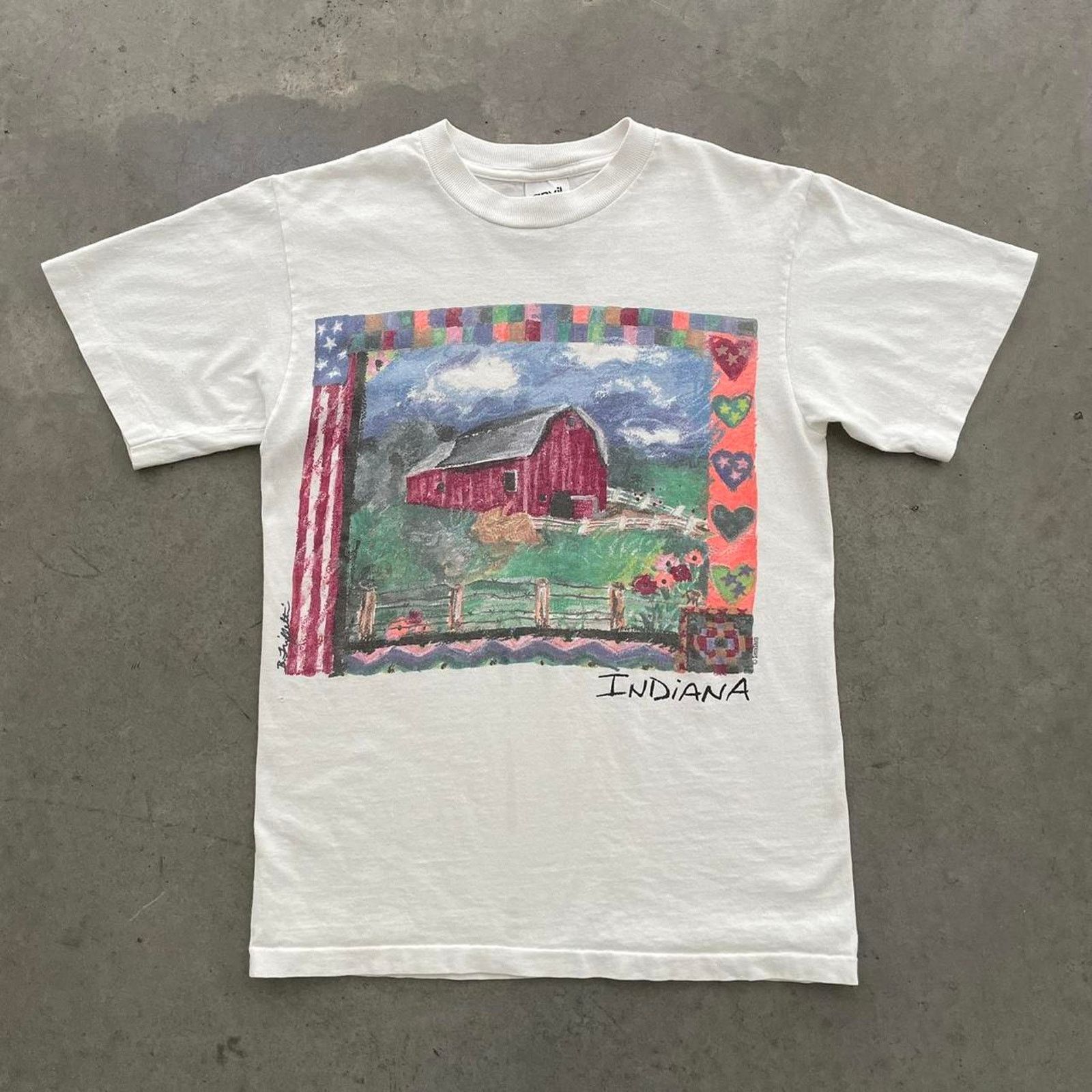Vintage Vintage 90s Indiana Art T-shirt Size US S / EU 44-46 / 1 - 1 Thumbnail