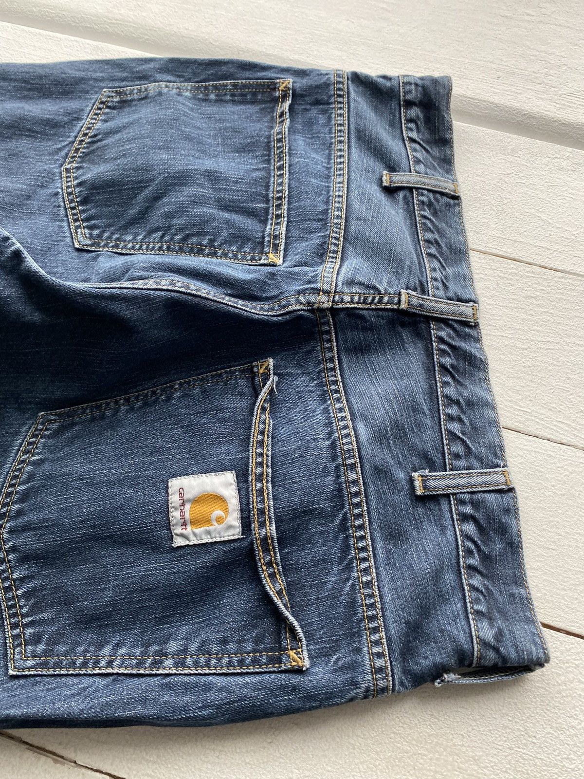 Carhartt × Carhartt Wip × Vintage 90s Carhartt Blue Washed Work Wip Jeans mens 33 Size US 33 - 4 Thumbnail