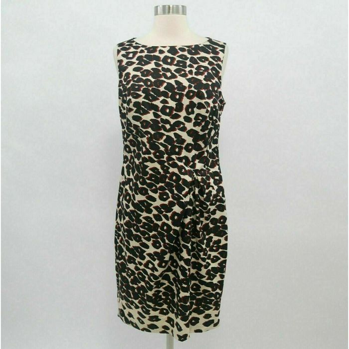 Nanette Lepore Nanette Lepore Sheath Dress 10 Leopard Pleated Draped ...