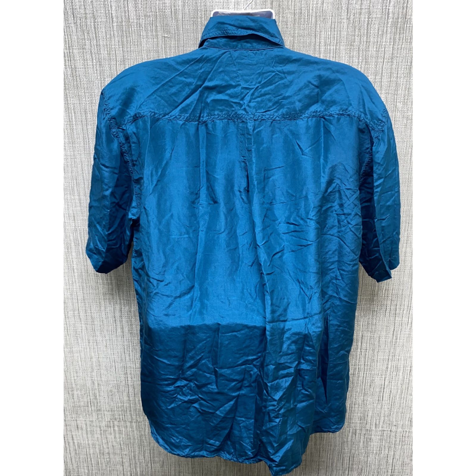 Vintage Ruok Mens Blue Silk Short Sleeve Button-Down Shirt M Button Front Collar Up Shirt Mens Regular Size M Size US M / EU 48-50 / 2 - 4 Thumbnail