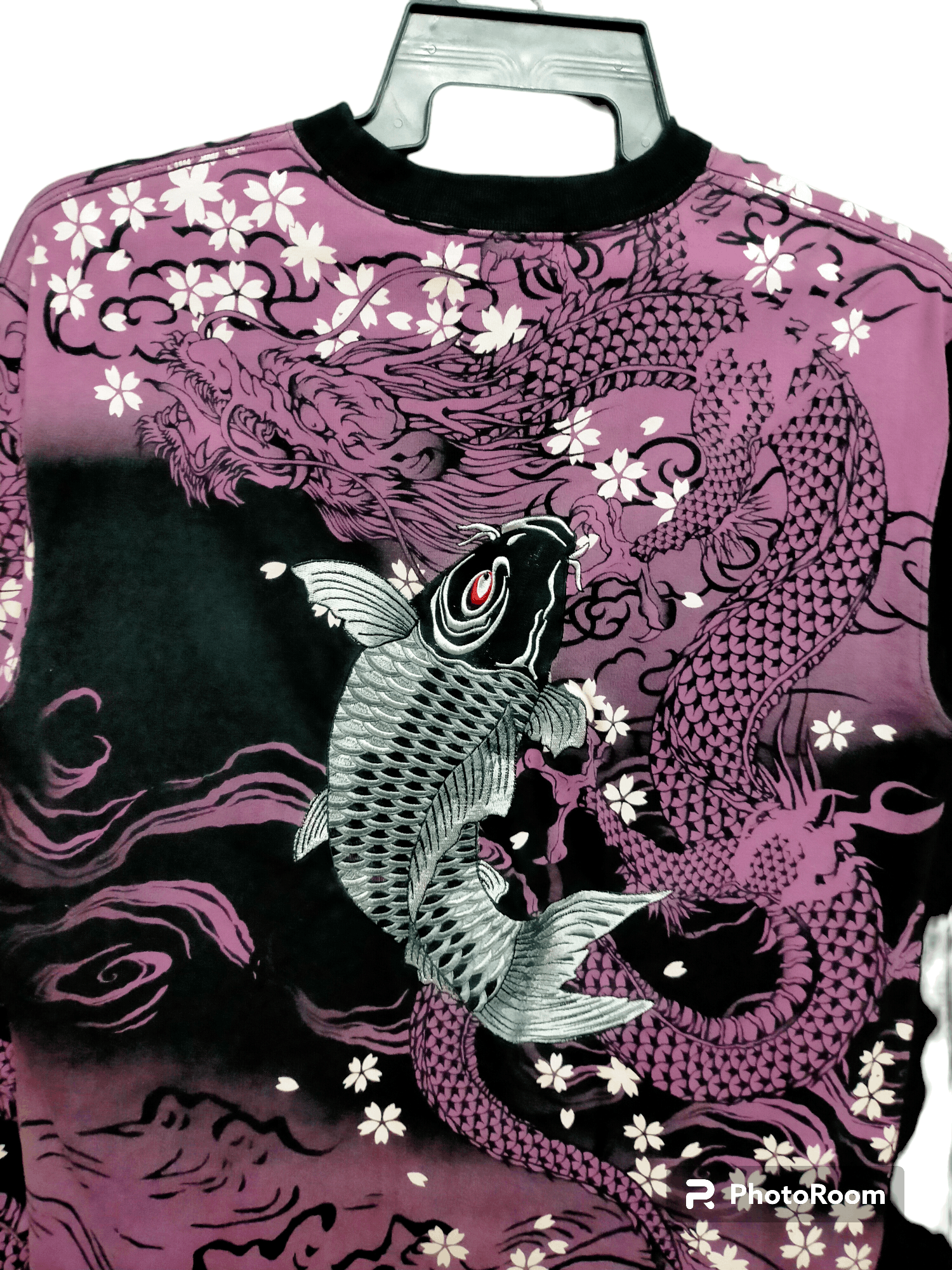 Japanese Brand Karakuri Tamashi Embroiderd Fish koi x Dragon tee Size US L / EU 52-54 / 3 - 4 Thumbnail
