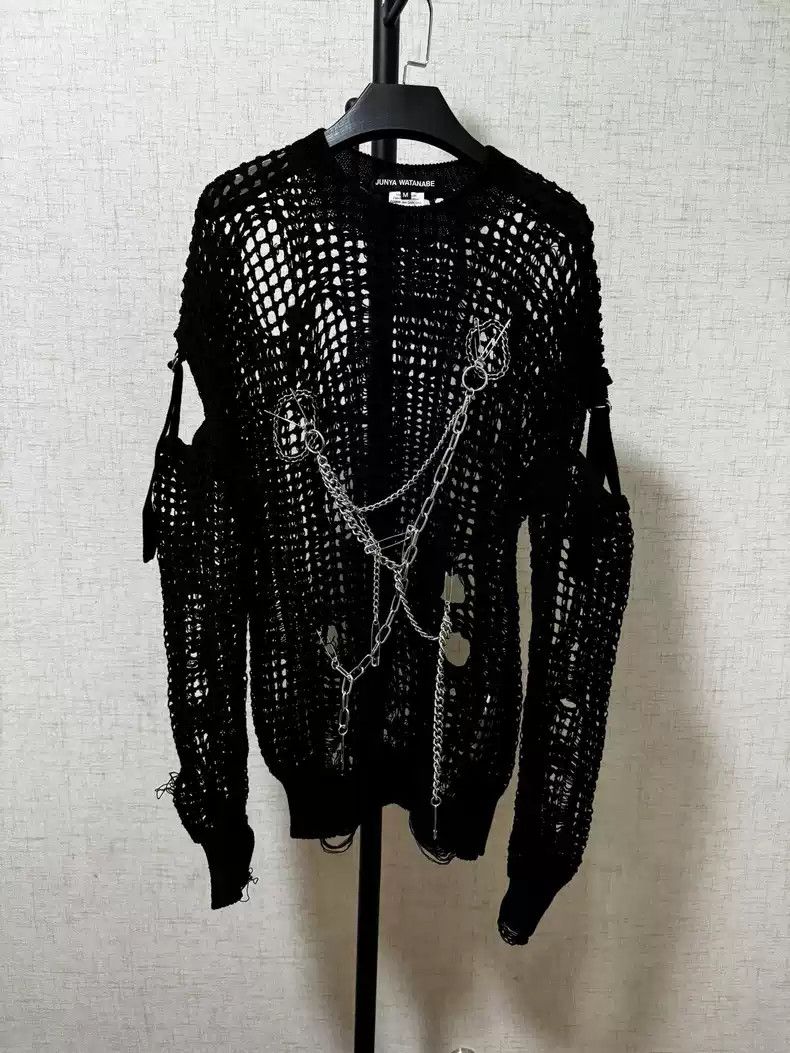 Junya Watanabe Junya Watanabe Black mesh chain sweater Size US M / EU 48-50 / 2 - 1 Thumbnail