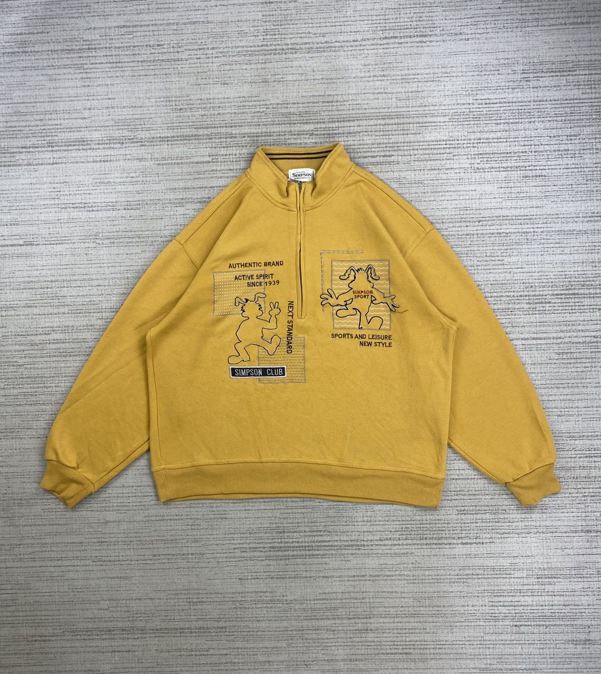 Japanese Brand × The Simpsons × Vintage Vintage 90s Simpson Sport Casual Halfzip Sweatshirt Size US XL / EU 56 / 4 - 1 Thumbnail