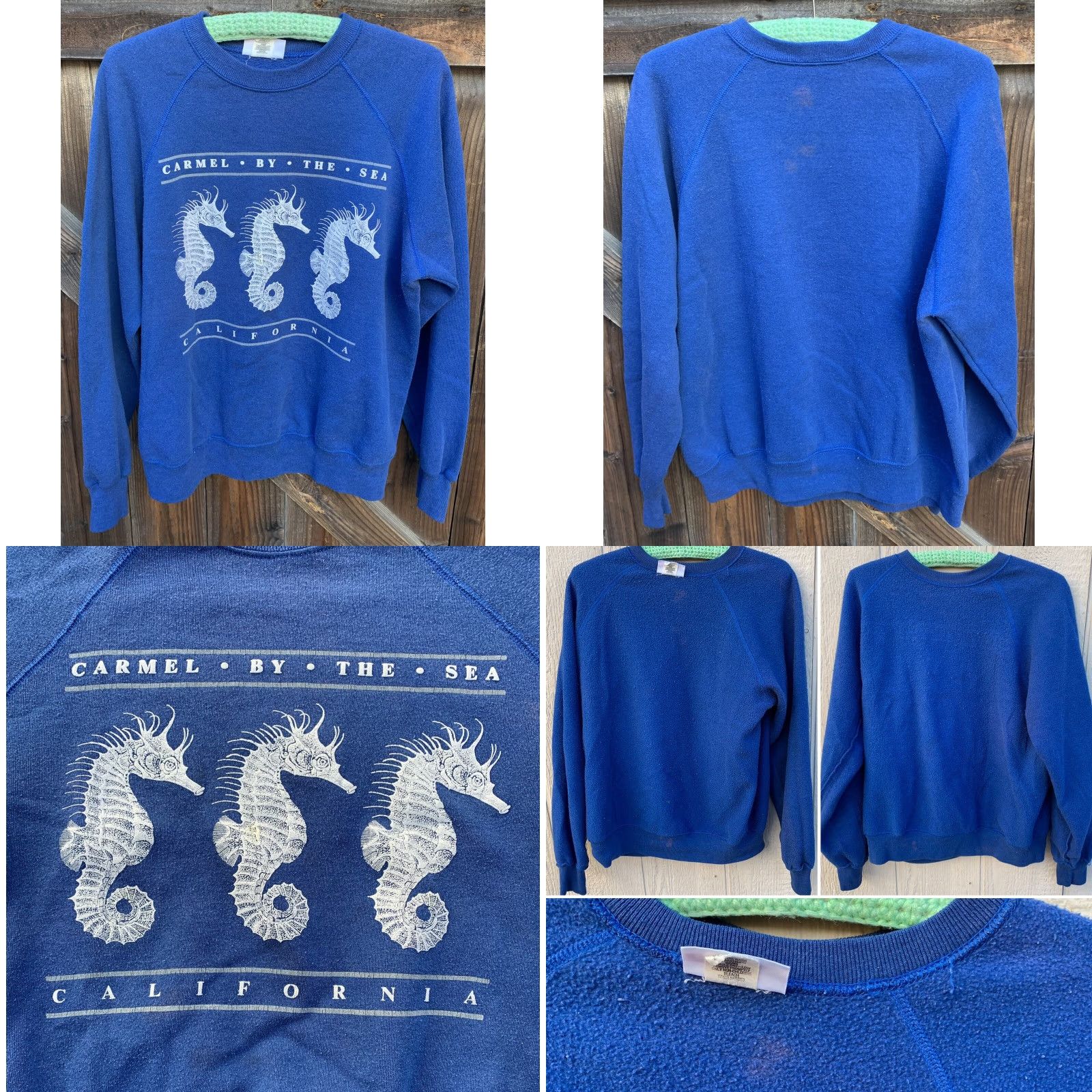 Vintage VINTAGE Bassett-Walker seahorse graphics Raglan Sweatshirt XL Men Blue Graphic Print Raglan Seahorse California Pacific Coast Seaside 90s? Size US XL / EU 56 / 4 - 8 Thumbnail
