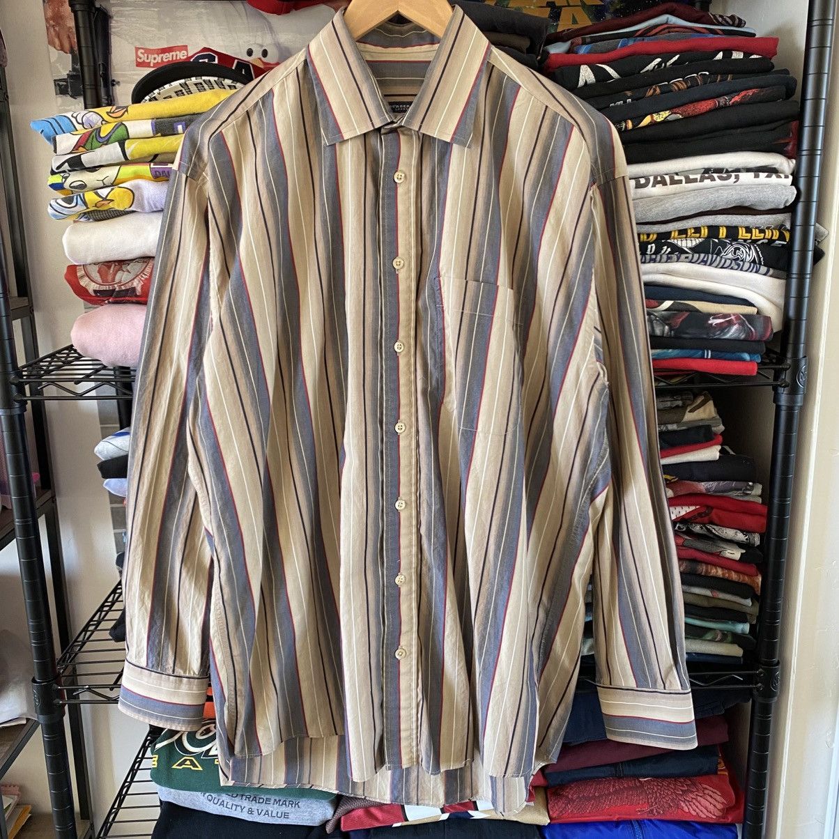 Burberry Vintage Burberry Stripe Button Up Shirt Long Sleeve 1990s Size US L / EU 52-54 / 3 - 1 Thumbnail