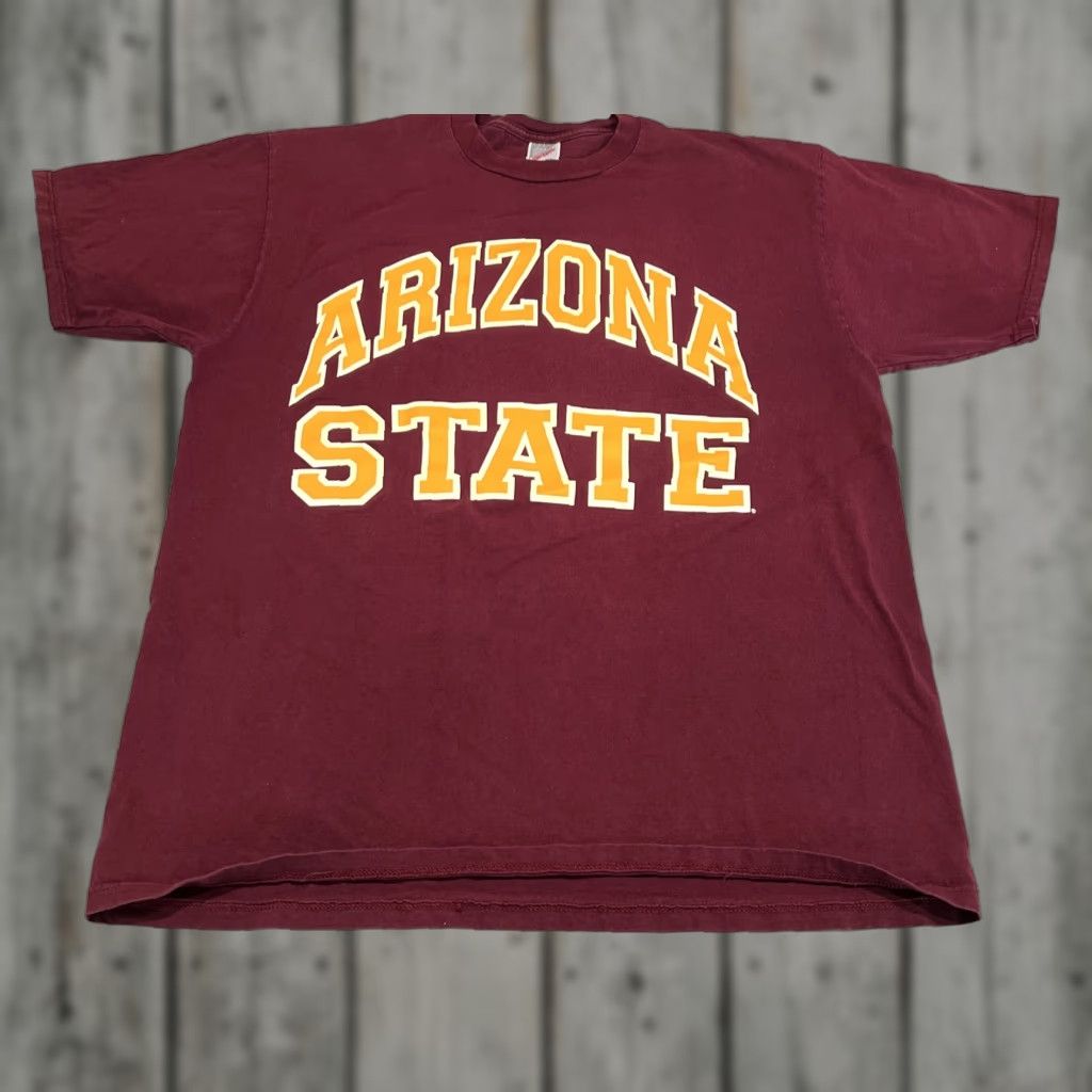 Jerzees VINTAGE Arizona State T Shirt XL Jerzees Tag Made USA Red Gold Men's Short Sleeve Crew Neck 90s College University Size US XL / EU 56 / 4 - 1 Thumbnail