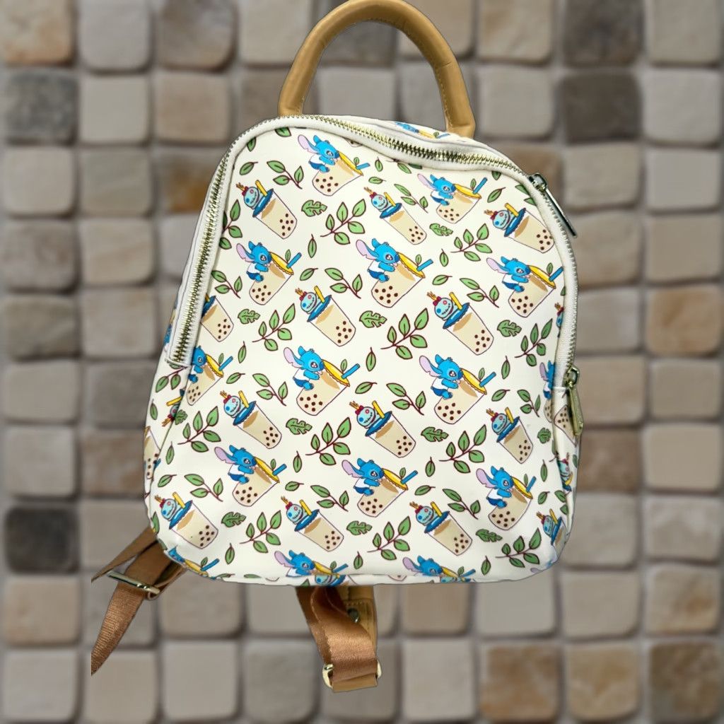 Vintage Loungefly Backpack Disney Lilo & Stitch Boba Mini Cream Purse Womens Zip Zipper Bag Size ONE SIZE - 1 Thumbnail