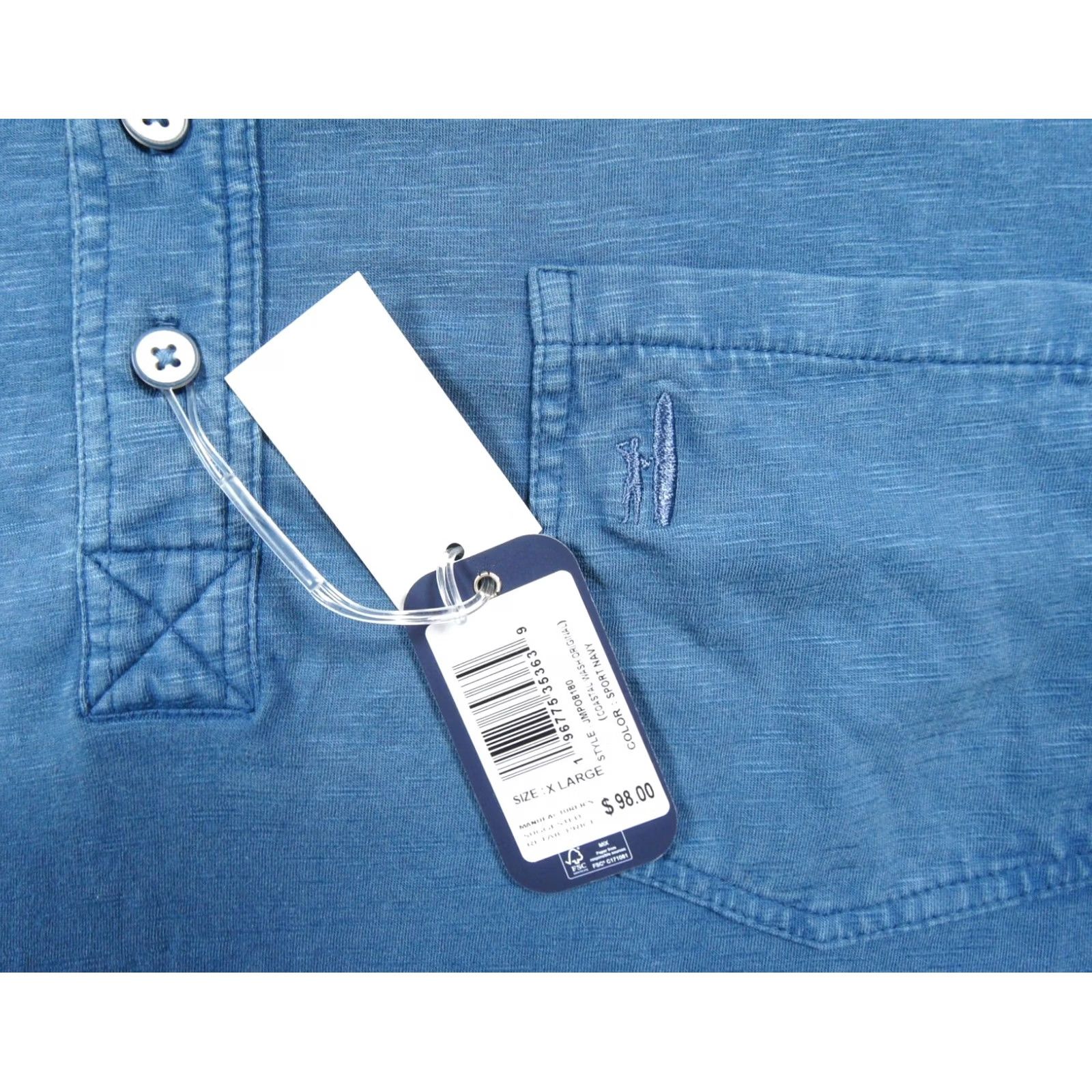johnnie-O johnnie-O Shirt Polo Mens XLarge Blue Short Sleeve Stretch Coastal Wash NEW Size US XL / EU 56 / 4 - 3 Thumbnail