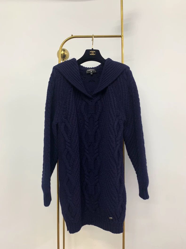 Chanel Chanel Navy Cable Knit Sweater - dmc Size US M / EU 48-50 / 2 - 1 Thumbnail