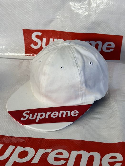 Supreme Supreme Visor Label 6-Panel White CAP HAT | Grailed