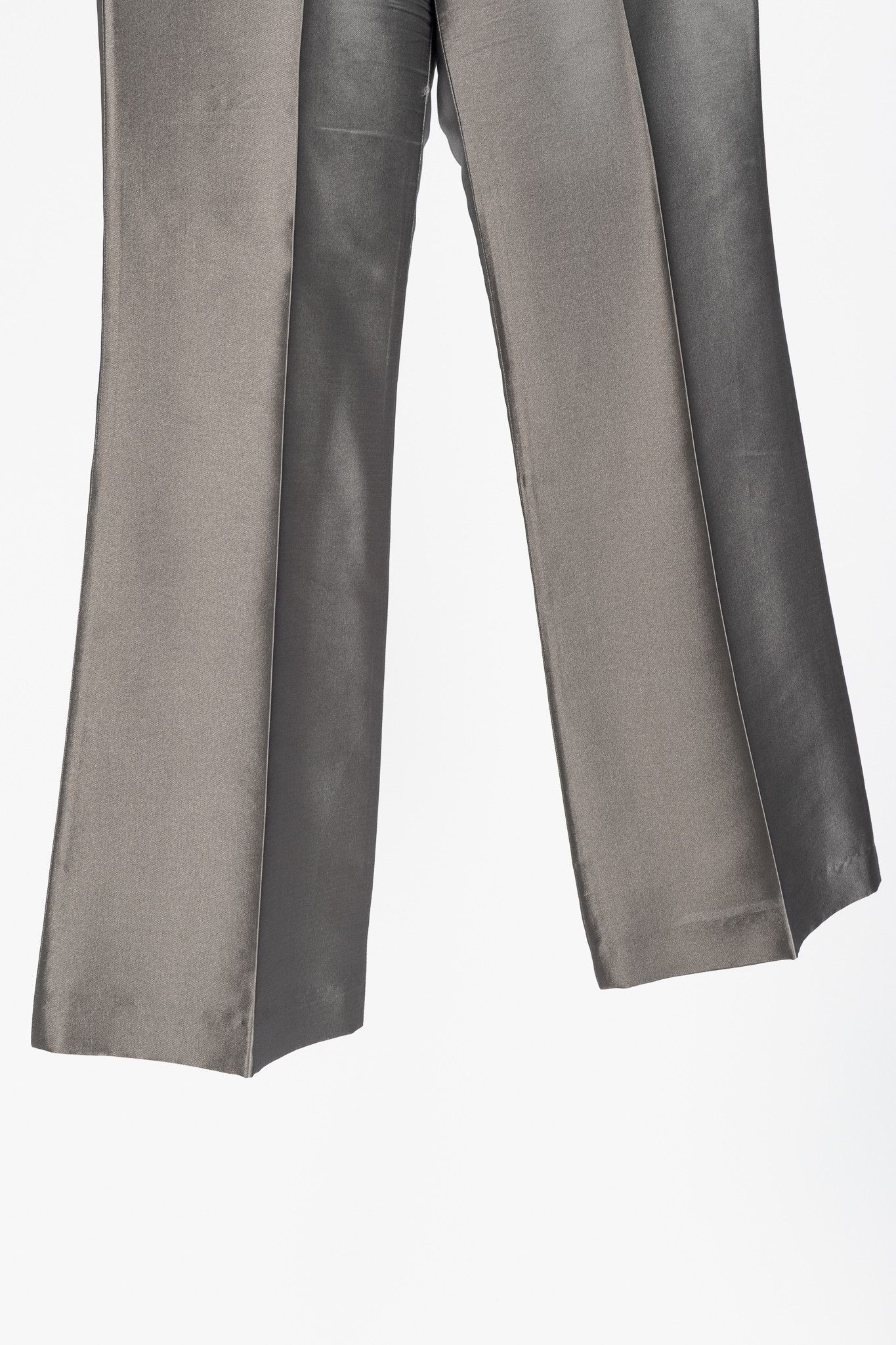 Burberry Burberry Grey Silk-Blend Taffeta Flared Trousers Size 28" / US 6 / IT 42 - 5 Thumbnail