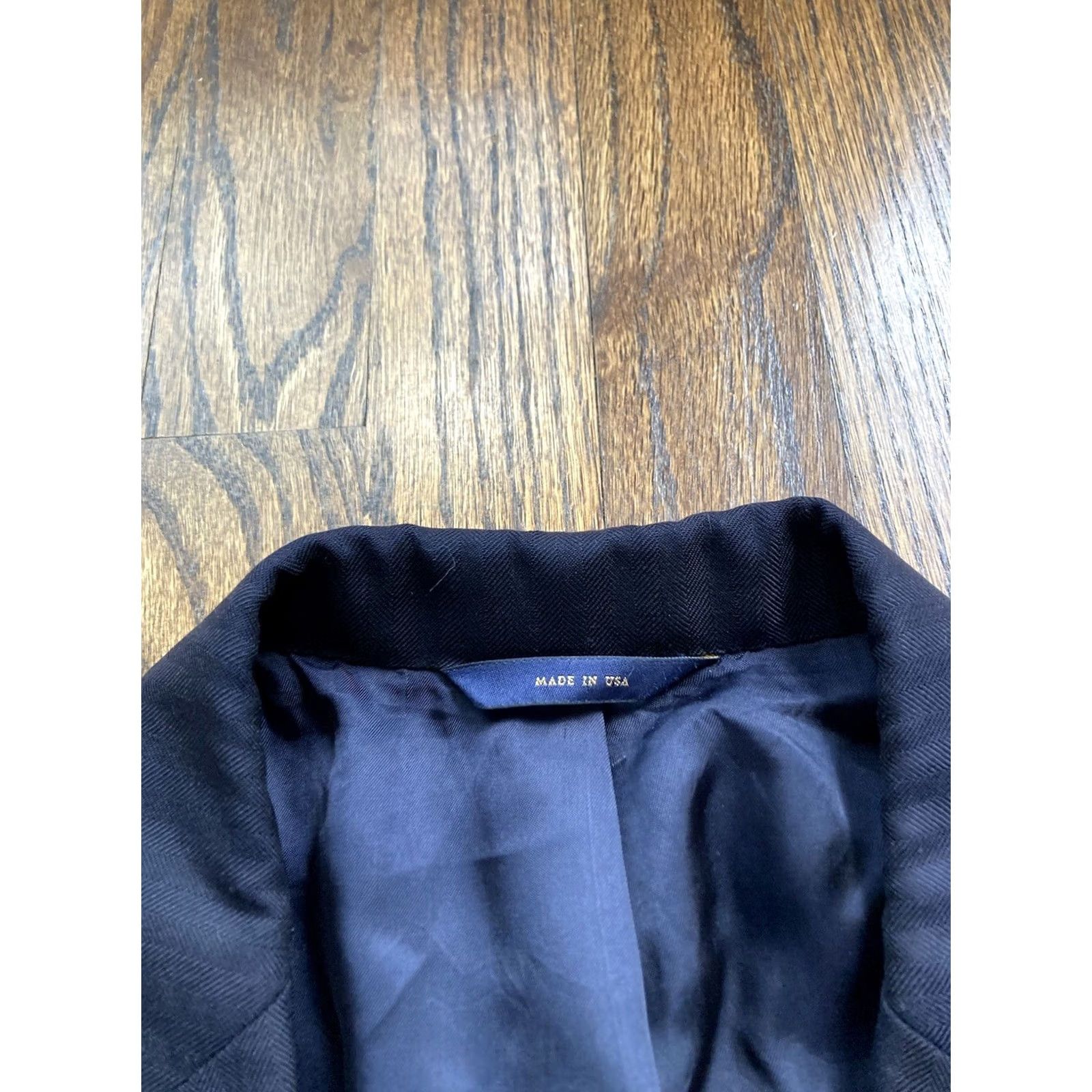 Brooks Brothers Brooks Brothers Blazer Mens 43R Saxxon 1818 Madison Midnight Blue 100% Wool Sport Coat Jacket Single-Breasted Two-Button Notch Lapel Vintage No Size 46R - 7 Thumbnail