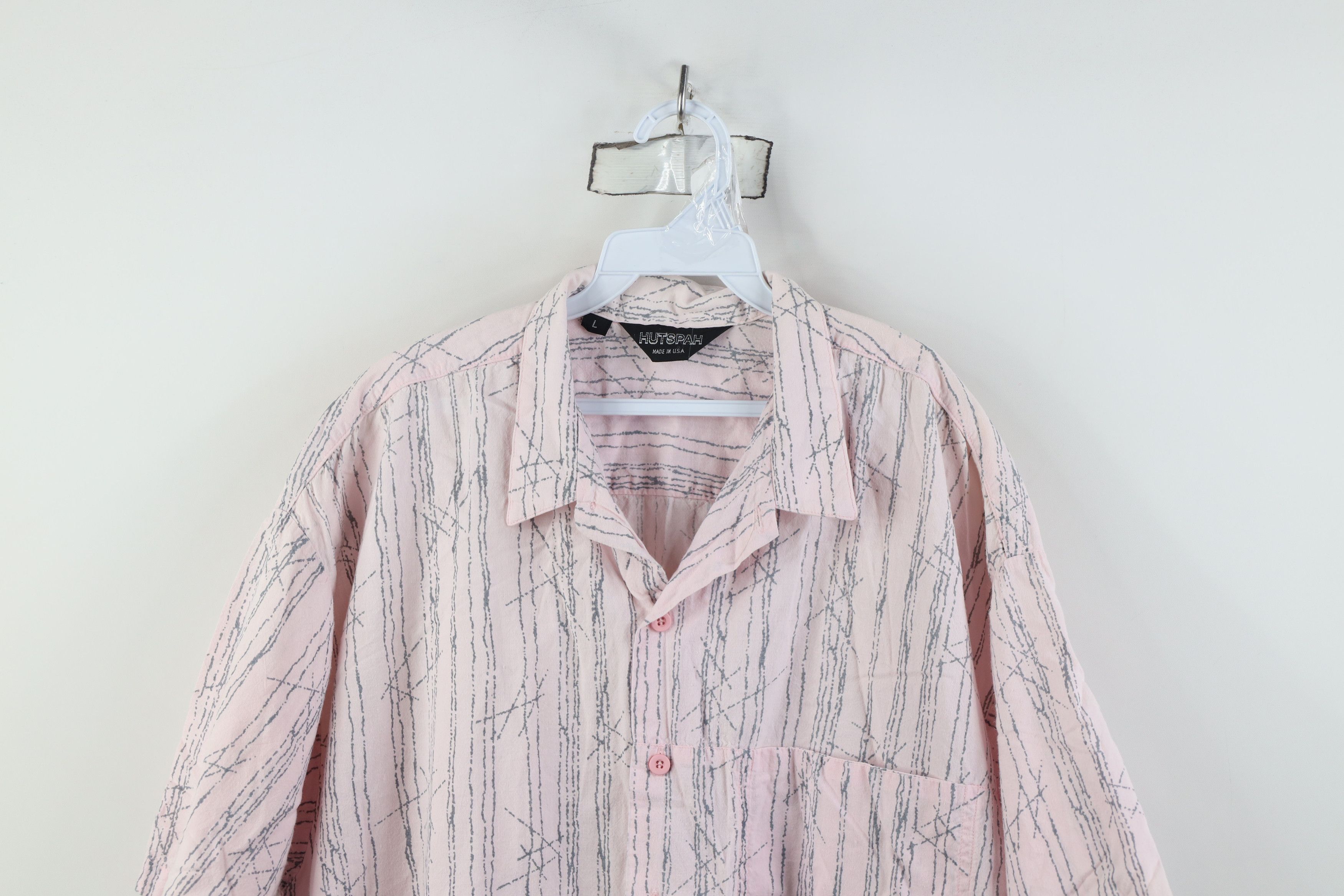 Vintage Vintage 90s Streetwear Abstract Surf Button Shirt Pink USA Size US L / EU 52-54 / 3 - 2 Thumbnail