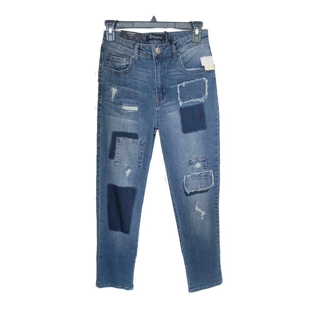 Other ⭐April Jeans Womens Size 9 Mid Rise Skinny Distressed Patche Size 28" / US 6 / IT 42 - 2 Thumbnail
