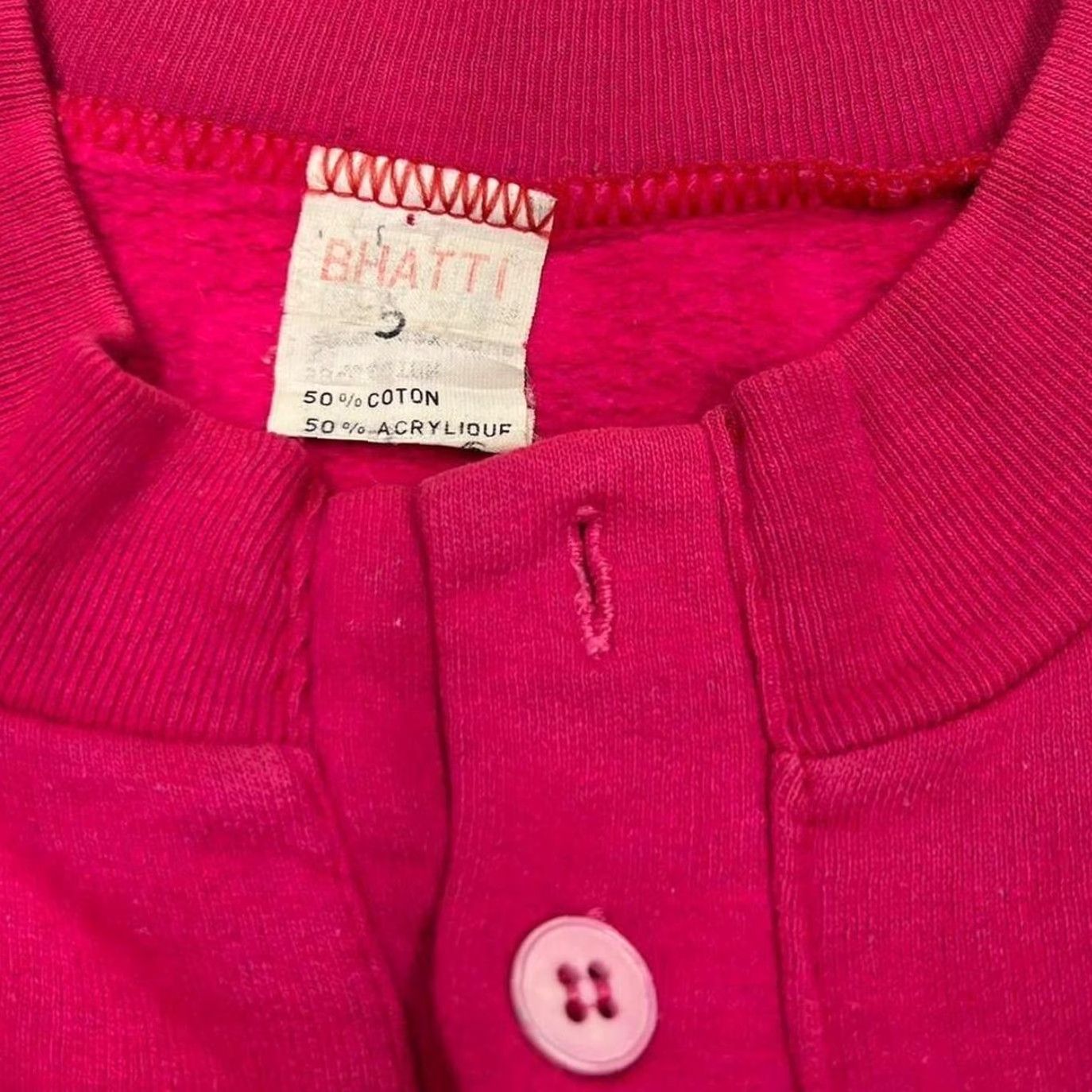 Other Vintage AIR FORCE “87-PJ” BHATI Graphic Sweatshirt L Pink 90s Pullover 1/4 Button Mens Short Flaws + Pockets Size US L / EU 52-54 / 3 - 4 Thumbnail