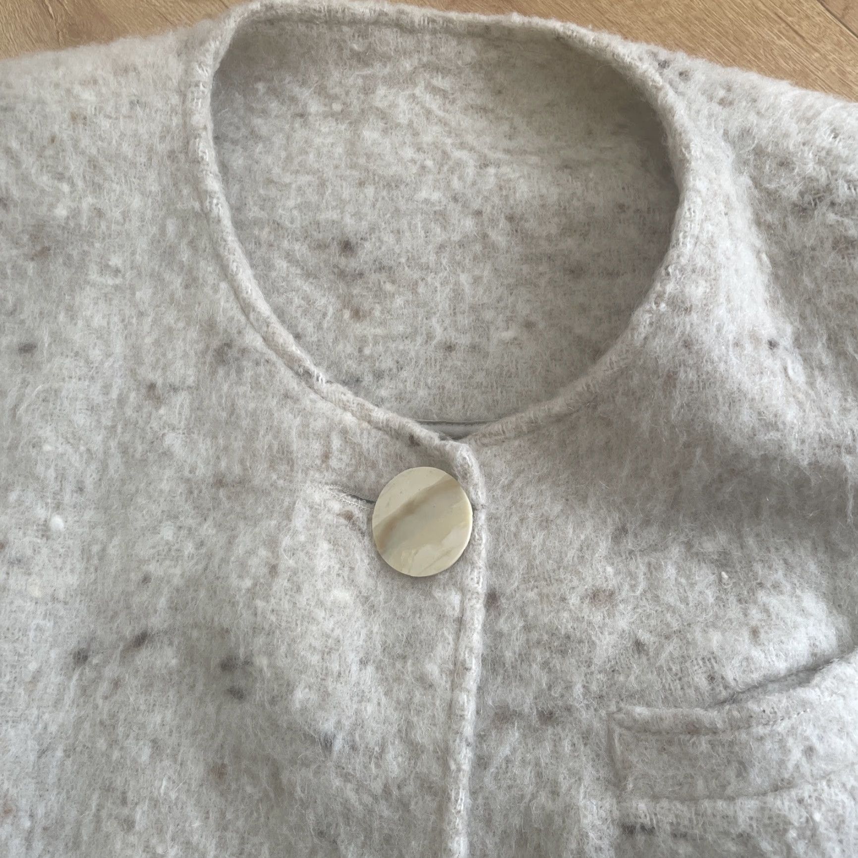 Vintage VINTAGE Bespoke Overcoat Womens Beige Wool Blend Duster Long Large Oversized Button Pockets 70s Bohemian Classic Designer Coat Women Size L / US 10 / IT 46 - 6 Thumbnail