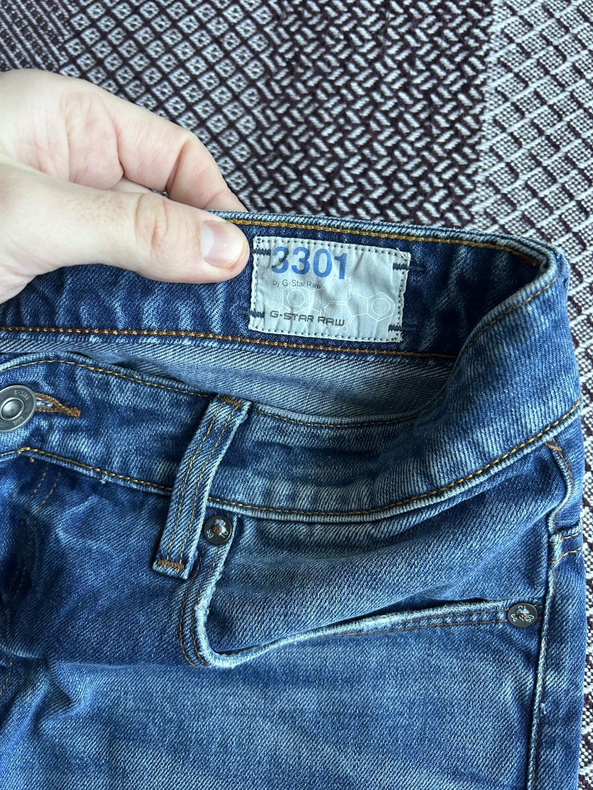 G-Star G-Star Raw 3301 Low Tapered Wash Faded Jeans Men Size 32/34 Size US 32 / EU 48 - 12 Thumbnail
