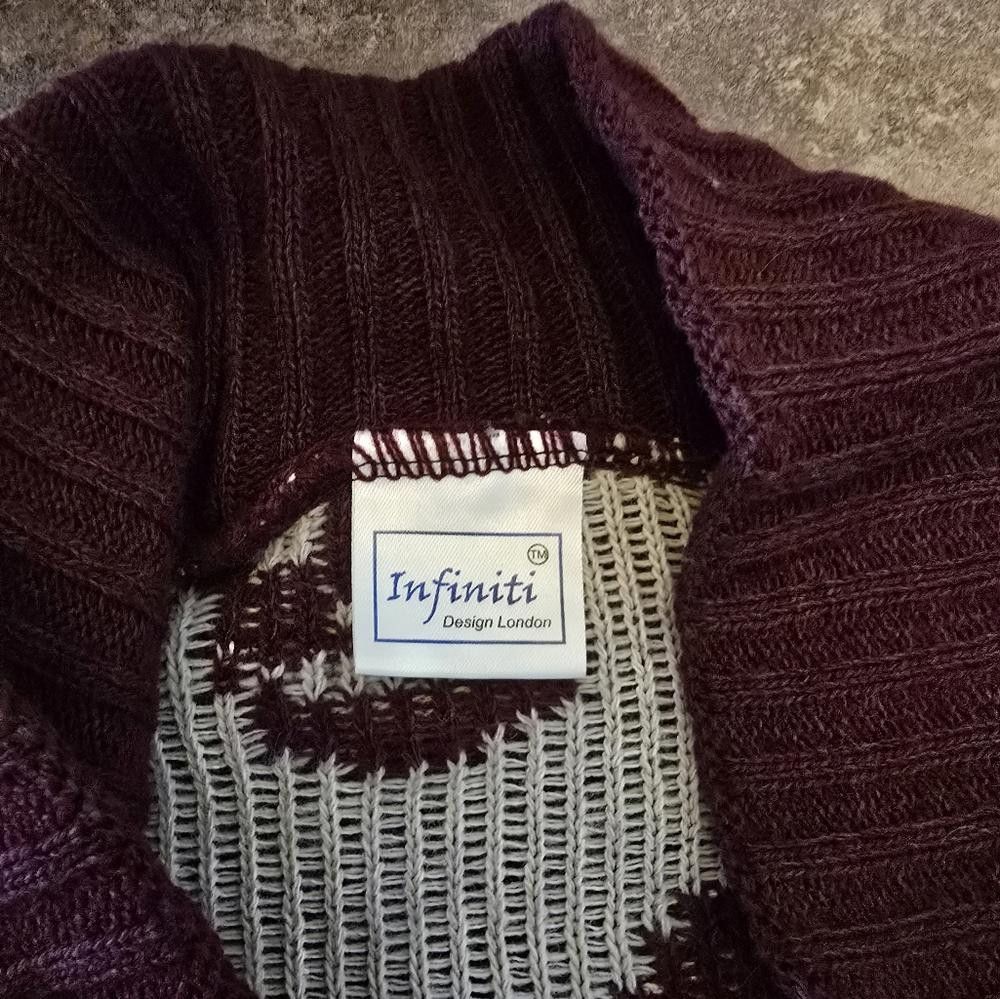 Designer Burgundy White Skull Infiniti Cardigan Long Sleeve Size XL / US 12-14 / IT 48-50 - 3 Thumbnail