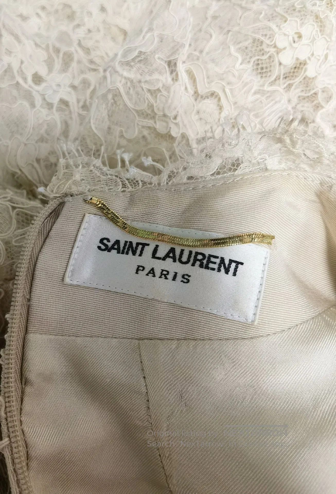 Saint Laurent Paris Saint Laurent Beige Lace Bell-Sleeve Dress. Size S / US 4 / IT 40 - 3 Thumbnail