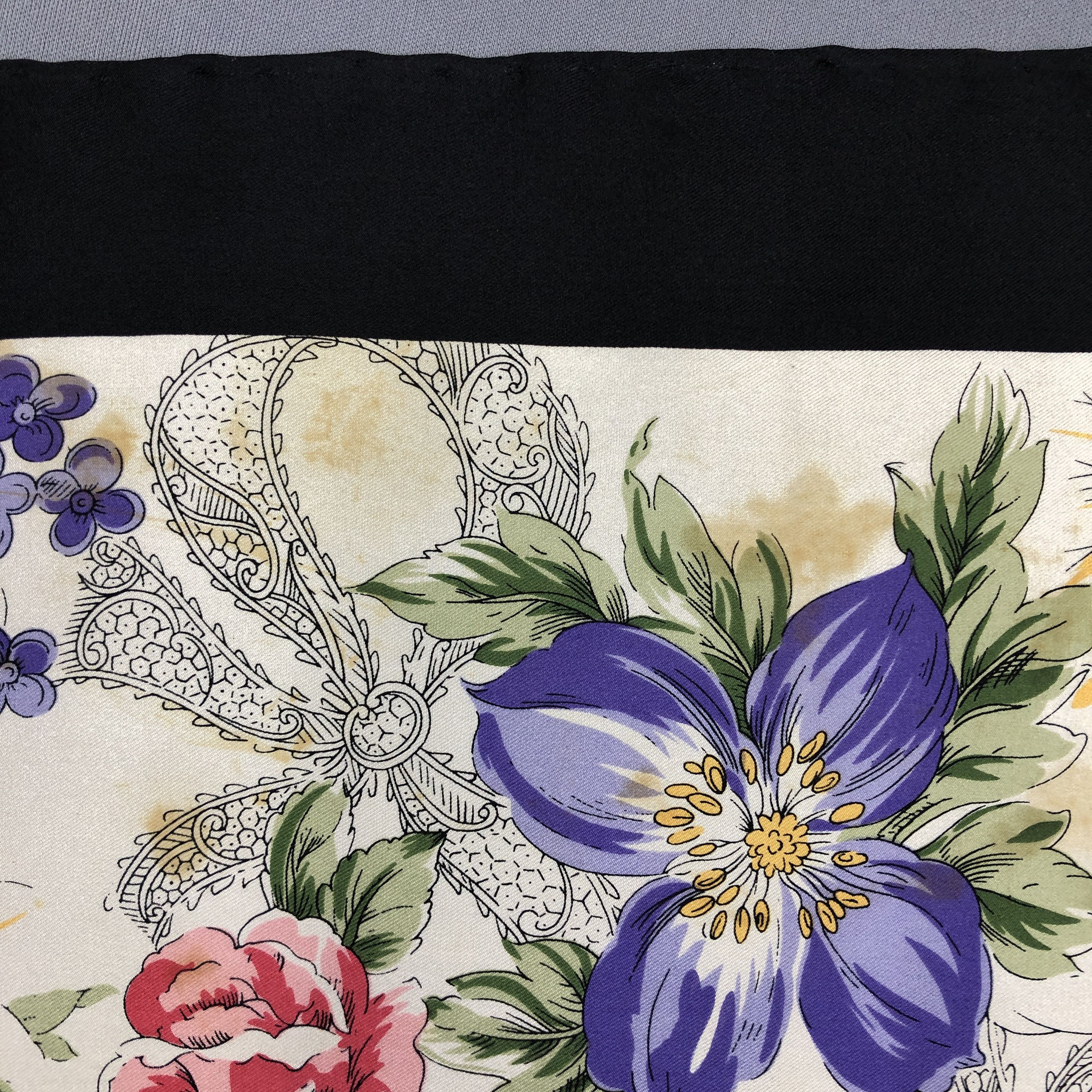 Japanese Brand Vintage Floral English SILK Scarf Twill Stole Wraps Scarves Size ONE SIZE - 6 Thumbnail