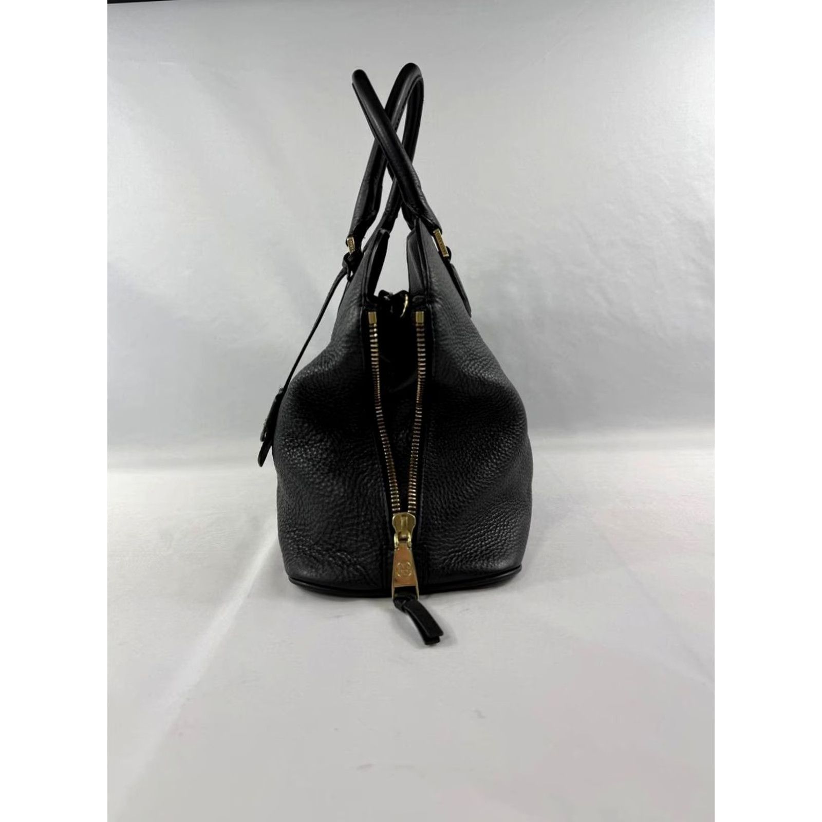 Tory Burch Tory Burch Tote Black Pebbled Leather Satchel Bag Gold Hardware Zip Women Size ONE SIZE - 5 Thumbnail
