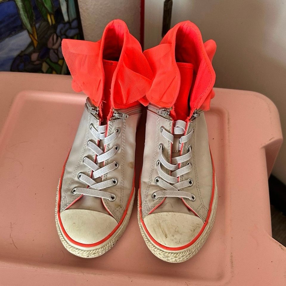 Converse converse neon orange and cream high top satin shoes Size US 8 / IT 38 - 4 Thumbnail