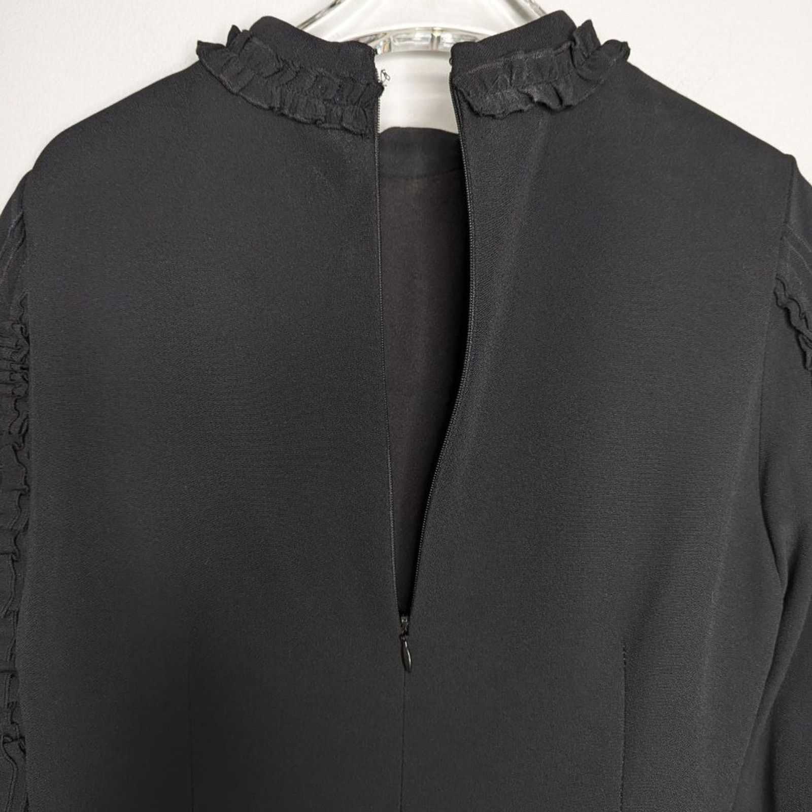 Alexis Black Marianne Tiered Bell-Sleeve Crepe Mini Dress M
