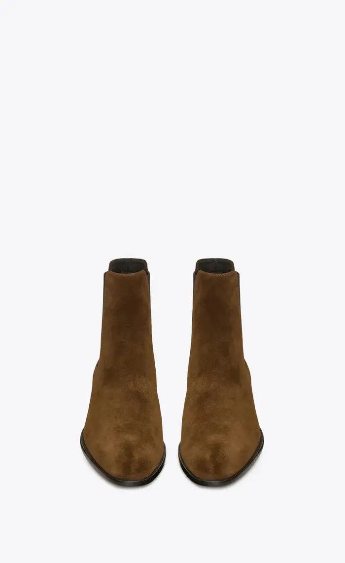 Saint Laurent Paris o1la1rc1a0226 634194 Wyatt Chelsea Boots in Suede in Brown Size US 12.5 / EU 45-46 - 2 Thumbnail