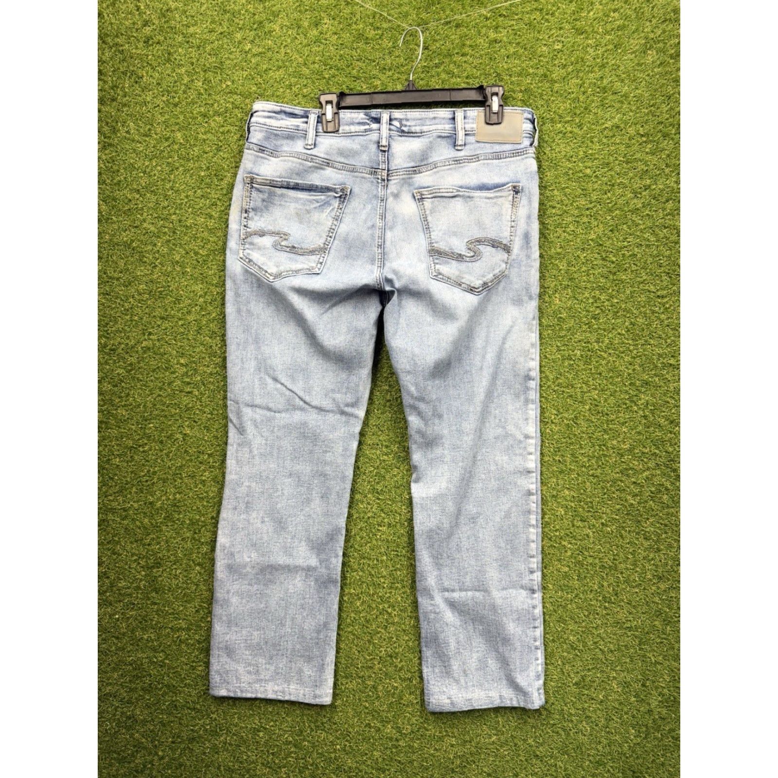 Silver Jeans Co. VINTAGE Silver Jeans Jeans 36x28 Grayson Light Wash Distressed Stretch Denim Men Regular Adult Medium Blue 1990s 2000s Hip Hop Retro Punks Mens Size US 36 / EU 52 - 2 Thumbnail