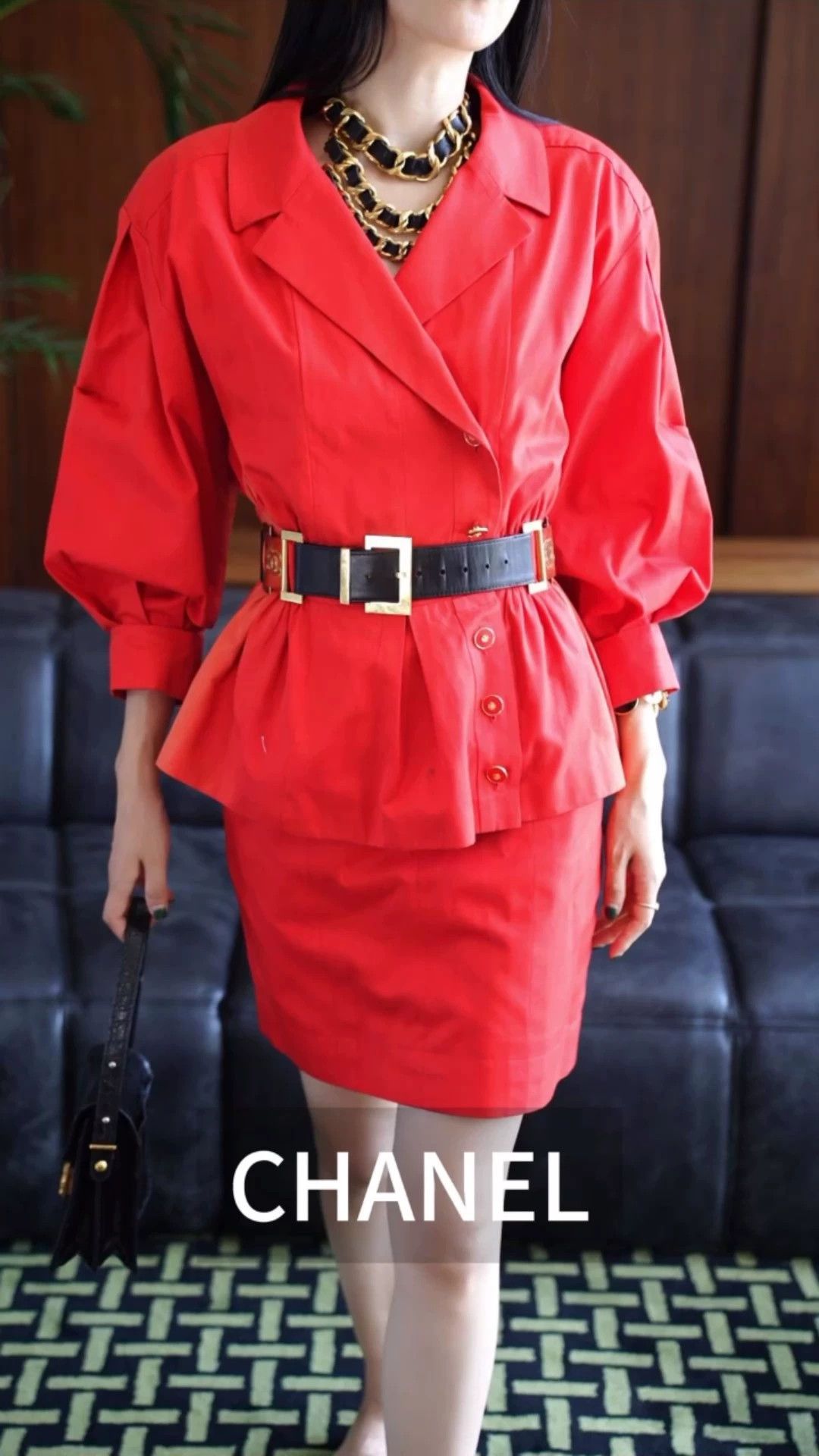 Chanel Chanel Vintage Red Cotton Suit Skirt Set Women S/M Size S / US 4 / IT 40 - 1 Thumbnail