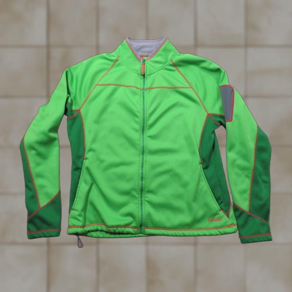 Vintage Cabela's Women's Fleece Full Zip Jacket XL Neon Green Zip Pockets Mock Neck Size XL / US 12-14 / IT 48-50 - 1 Thumbnail