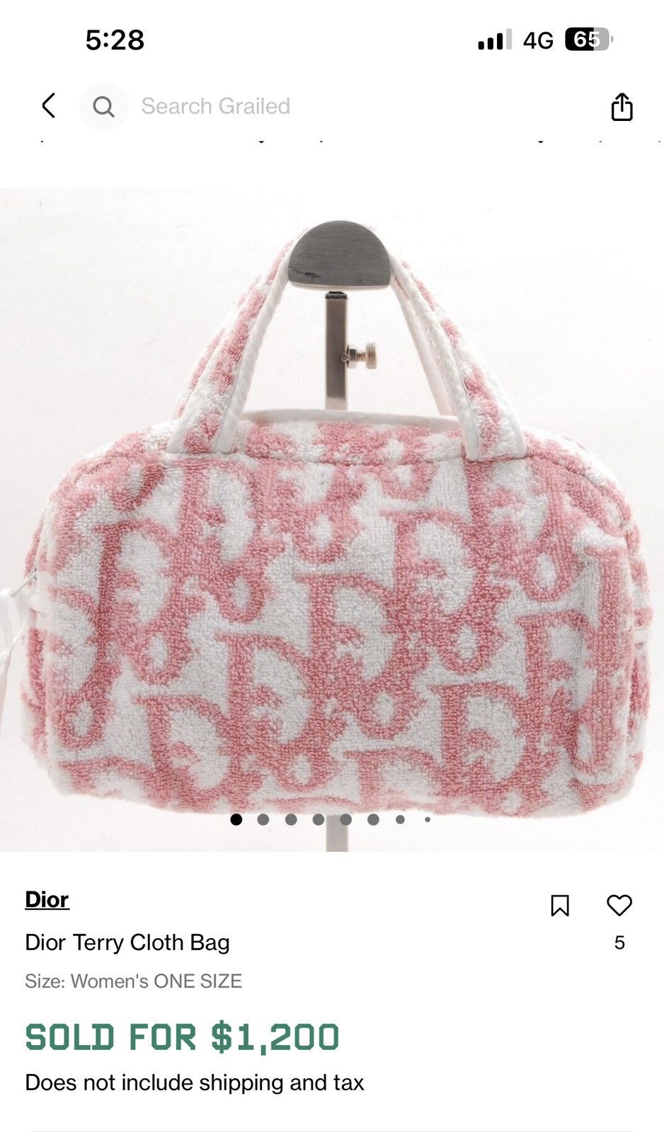 Dior Authentic Dior Terry Cloth Bag Size ONE SIZE - 13 Thumbnail