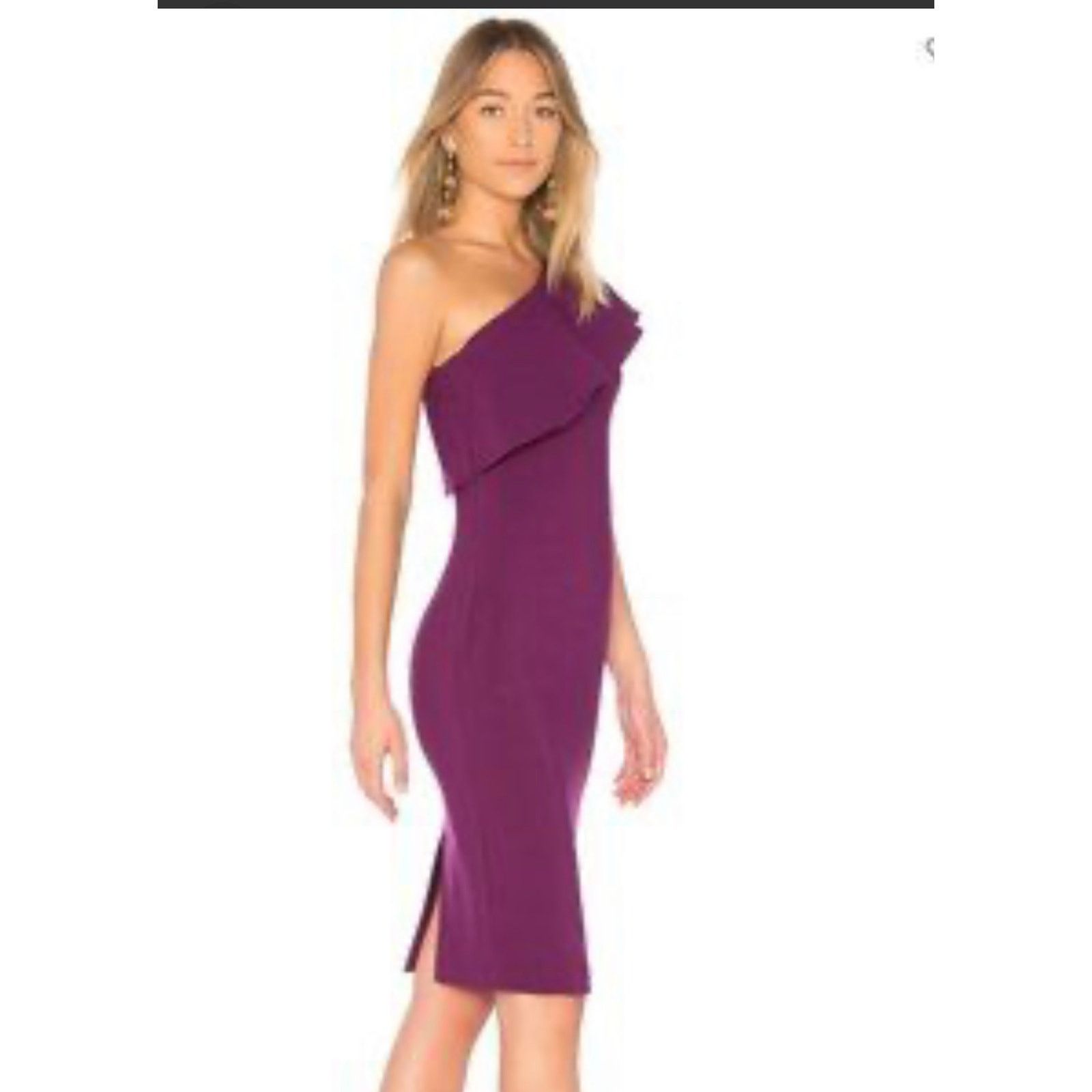 image of Unlisted Likely Sheath Dress Purple Stretch Lined One Shoulder 4 New, Women's (Size Small)