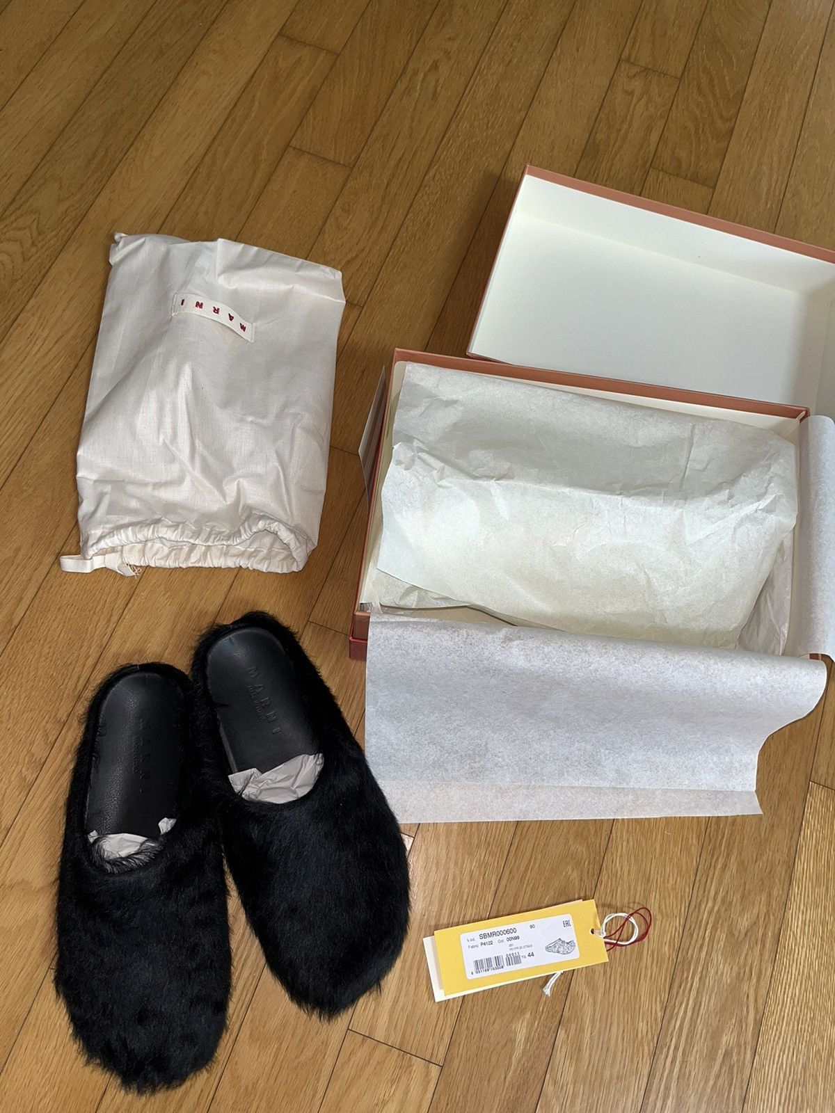 image of Marni Calfhair Fussbett Sabot Shoes in Black, Men's (Size 11)