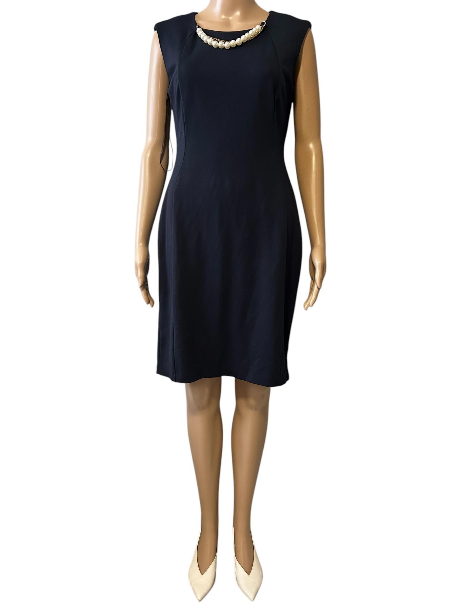 Calvin Klein Elegant Black Dress with Pearl Accents Size M / US 6-8 / IT 42-44 - 1 Thumbnail