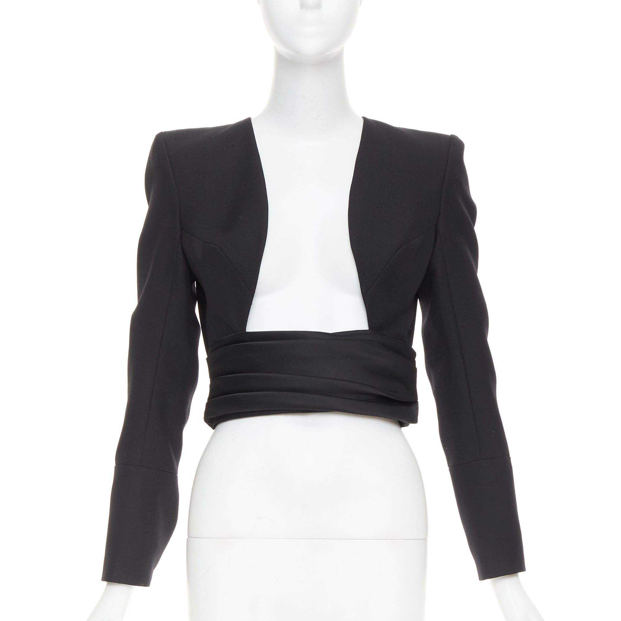 Alexandre Vauthier ALEXANDRE VAUTHIER COUTURE AW2020 Runway black open front cummerband cropped jacket Size S / US 4 / IT 40 - 1 Thumbnail