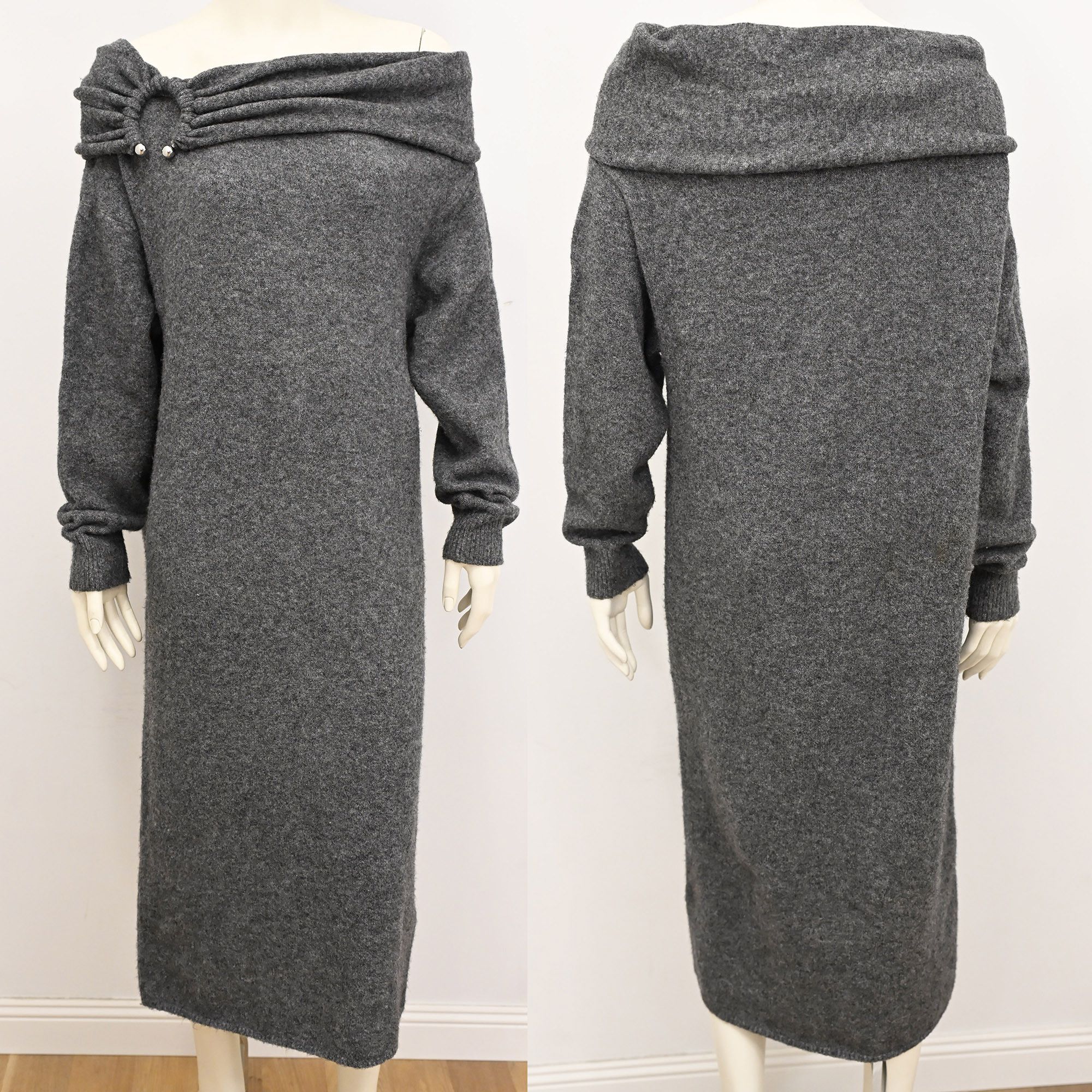 Zara Zara draped soft knit midi dress in grey size S Size S / US 4 / IT 40 - 6 Thumbnail