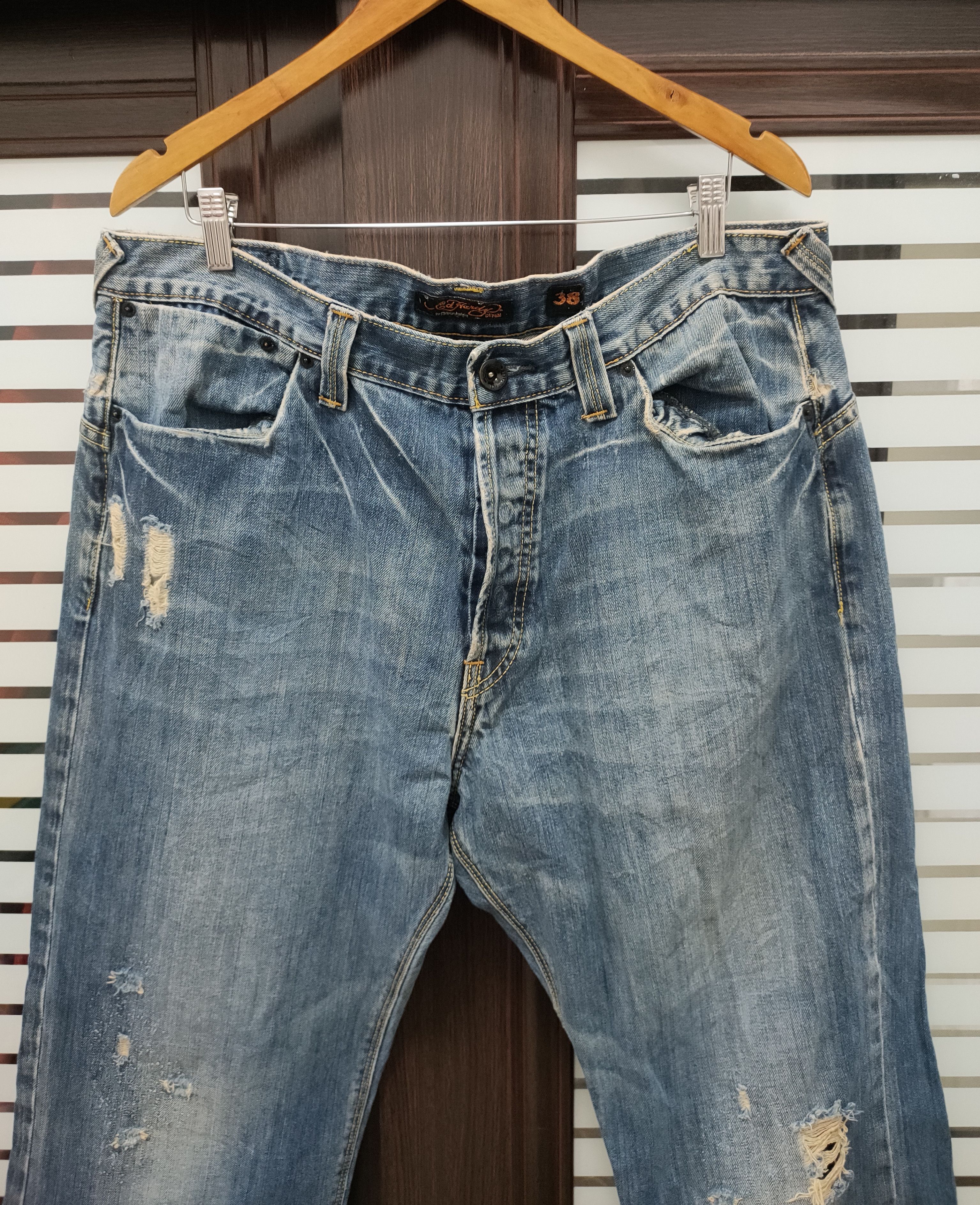 Ed Hardy 🔥 Wide Leg Ed Hardy by Christian Audigier Distressed 🔥 Size US 38 / EU 54 - 5 Thumbnail