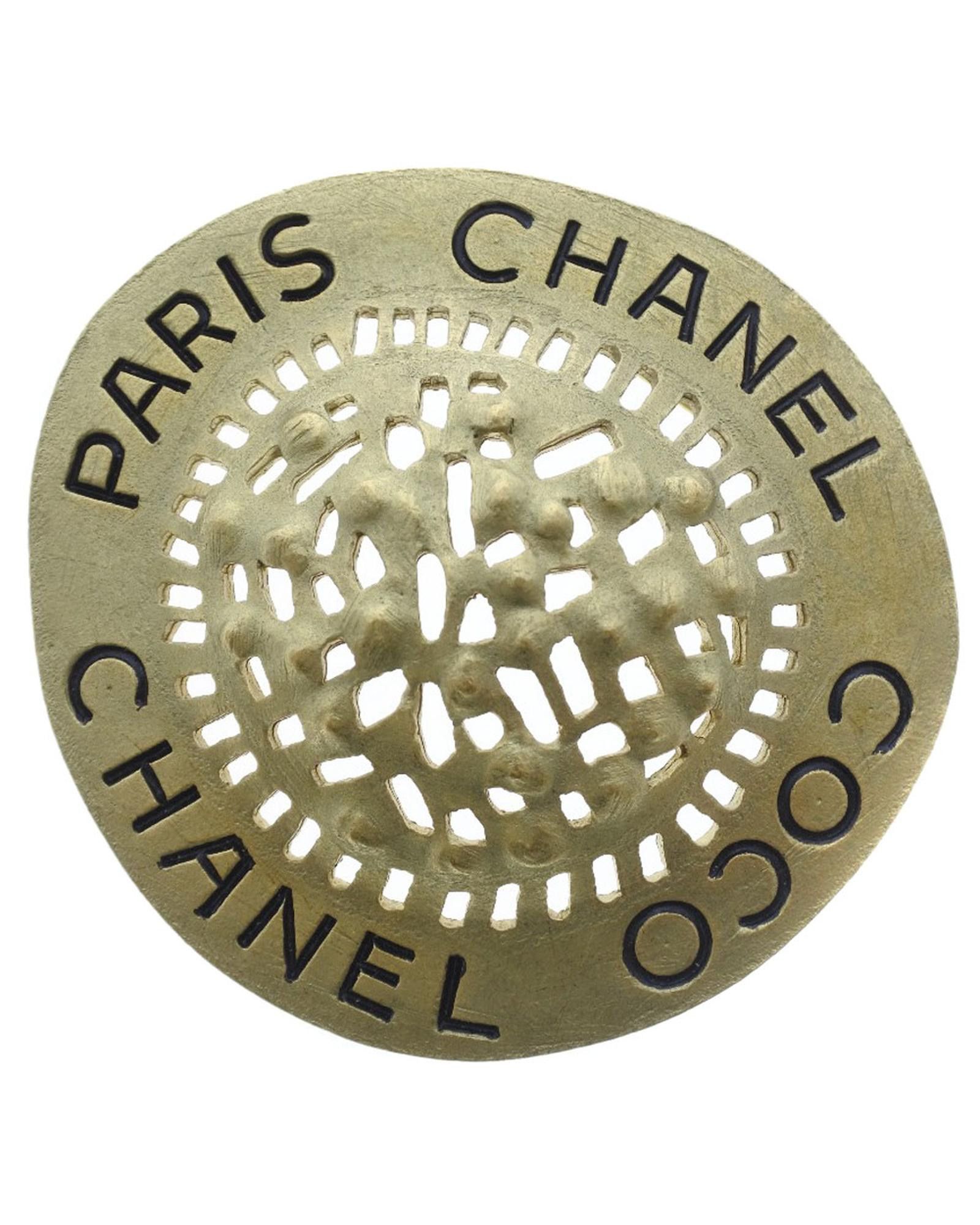 image of Chanel Gold Cc Hat Brooch Jewelry In A Condition, Women's