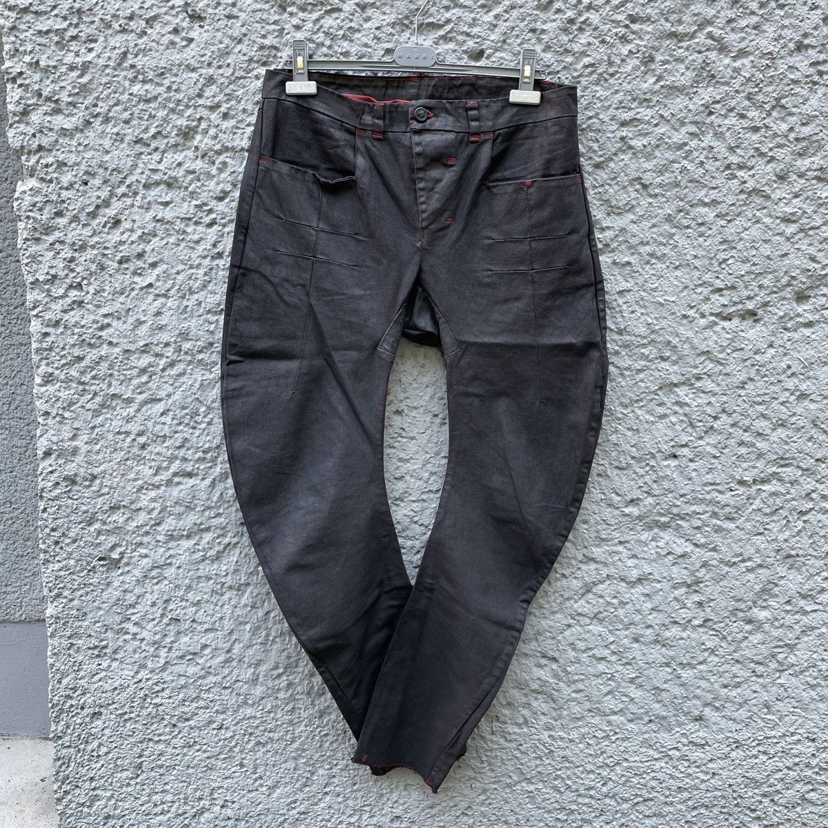 image of Boris Bidjan Saberi Black Waxed Trousers P15-F185 F/w 11/12, Men's (Size 34)