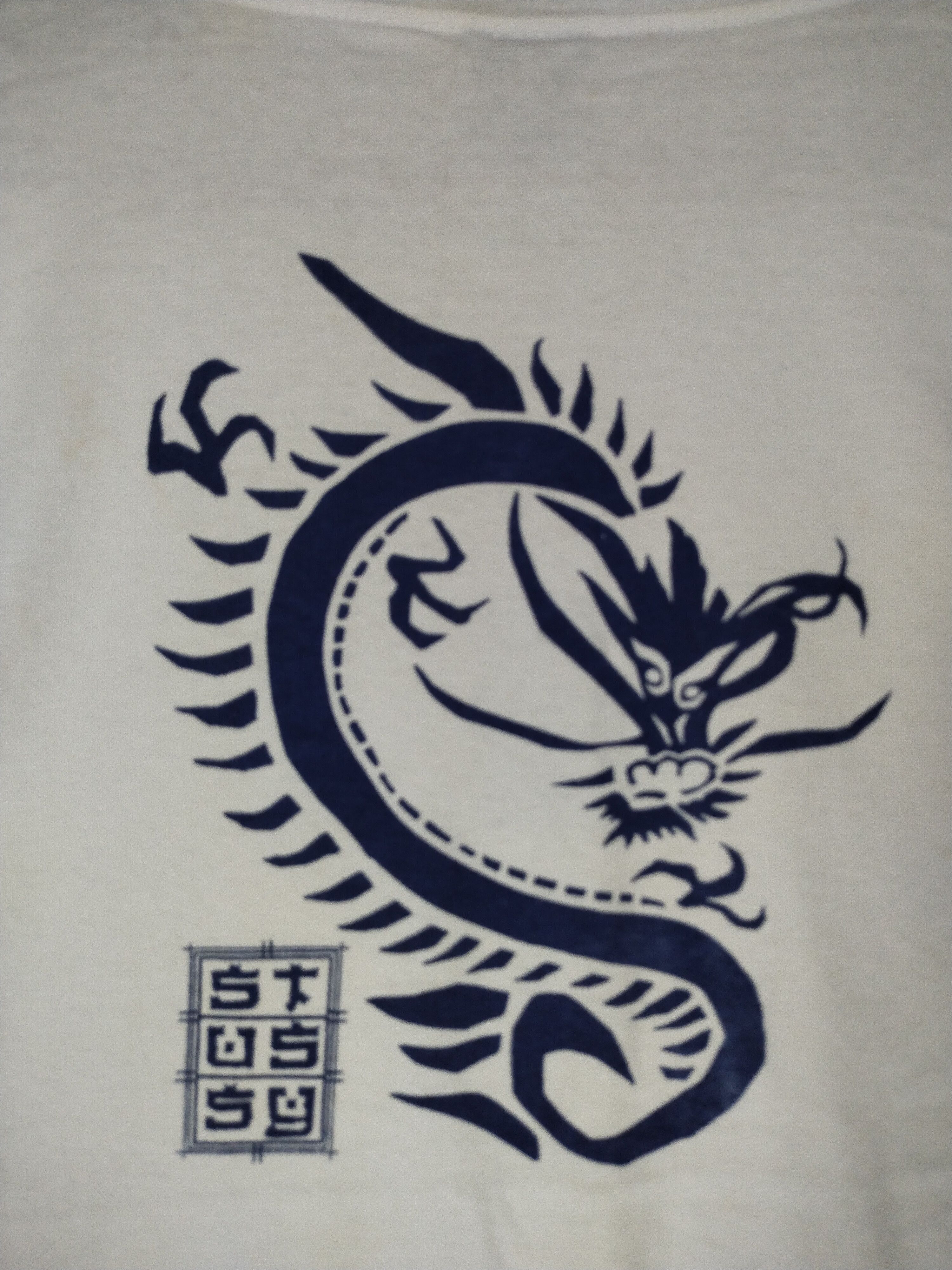 Stussy × Vintage Rare Vintage 90's Stussy Dragon White Shirt Tee Size US M / EU 48-50 / 2 - 7 Thumbnail