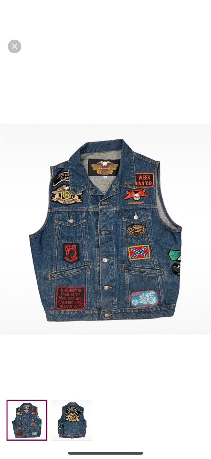 Harley Davidson Blue jeans vest jacket Size US M / EU 48-50 / 2 - 1 Thumbnail