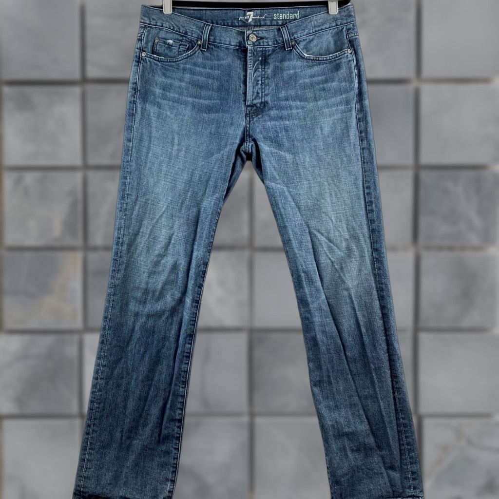 7 For All Mankind 7 For All Mankind Jeans Mens 36 Blue Straight Distressed Denim Size US 36 / EU 52 - 1 Thumbnail