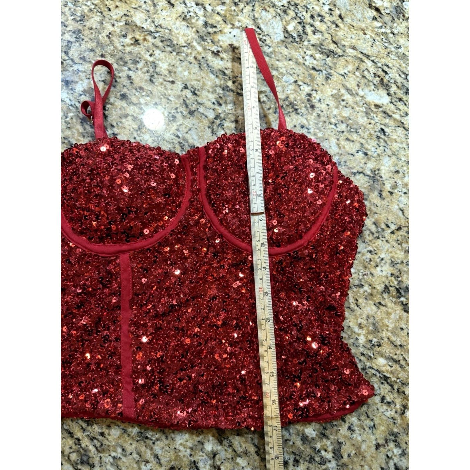 Vintage No Boundaries Women's Tank Sequin Corset Bustier Red M Evening Party Size M / US 6-8 / IT 42-44 - 6 Thumbnail
