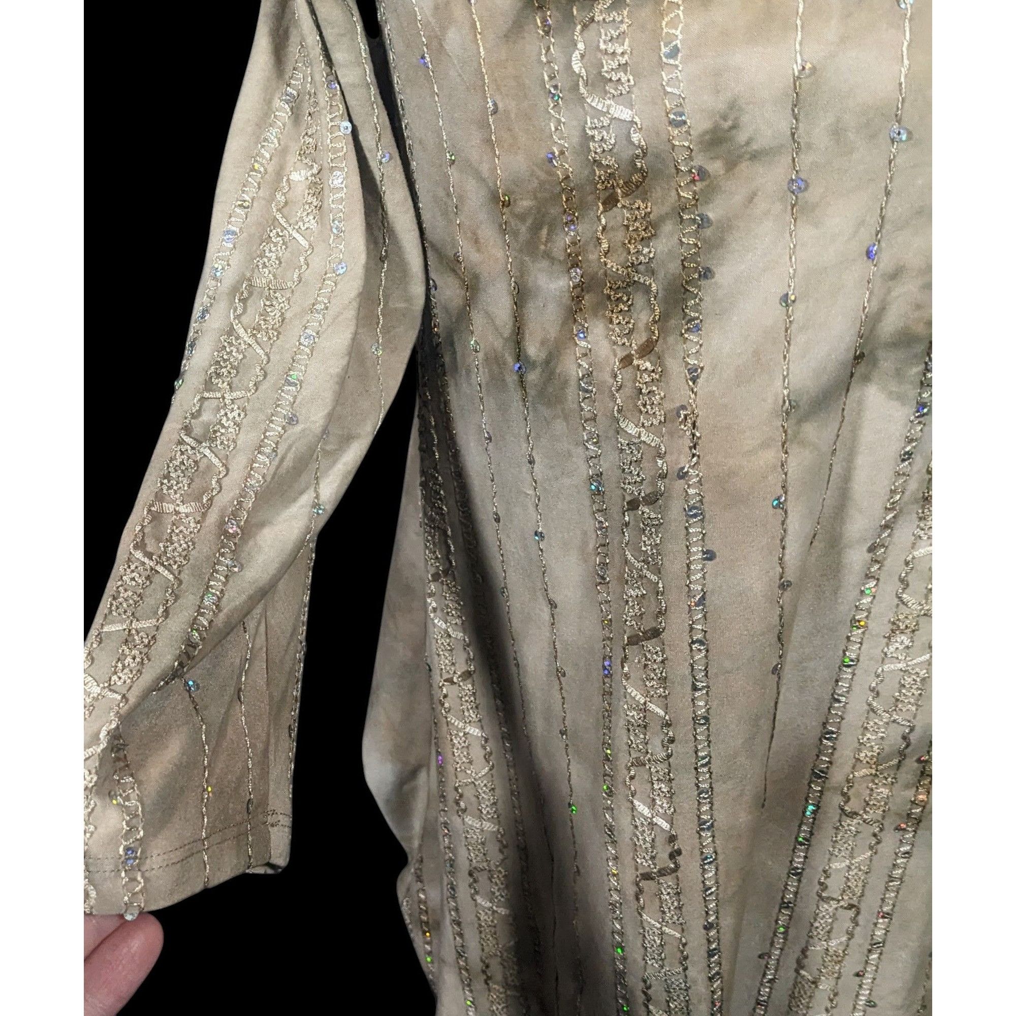 Other Sami & Jo Bohemian Tan Tie Dye Embroidered Sequin Tunic Size Size M / US 6-8 / IT 42-44 - 3 Thumbnail