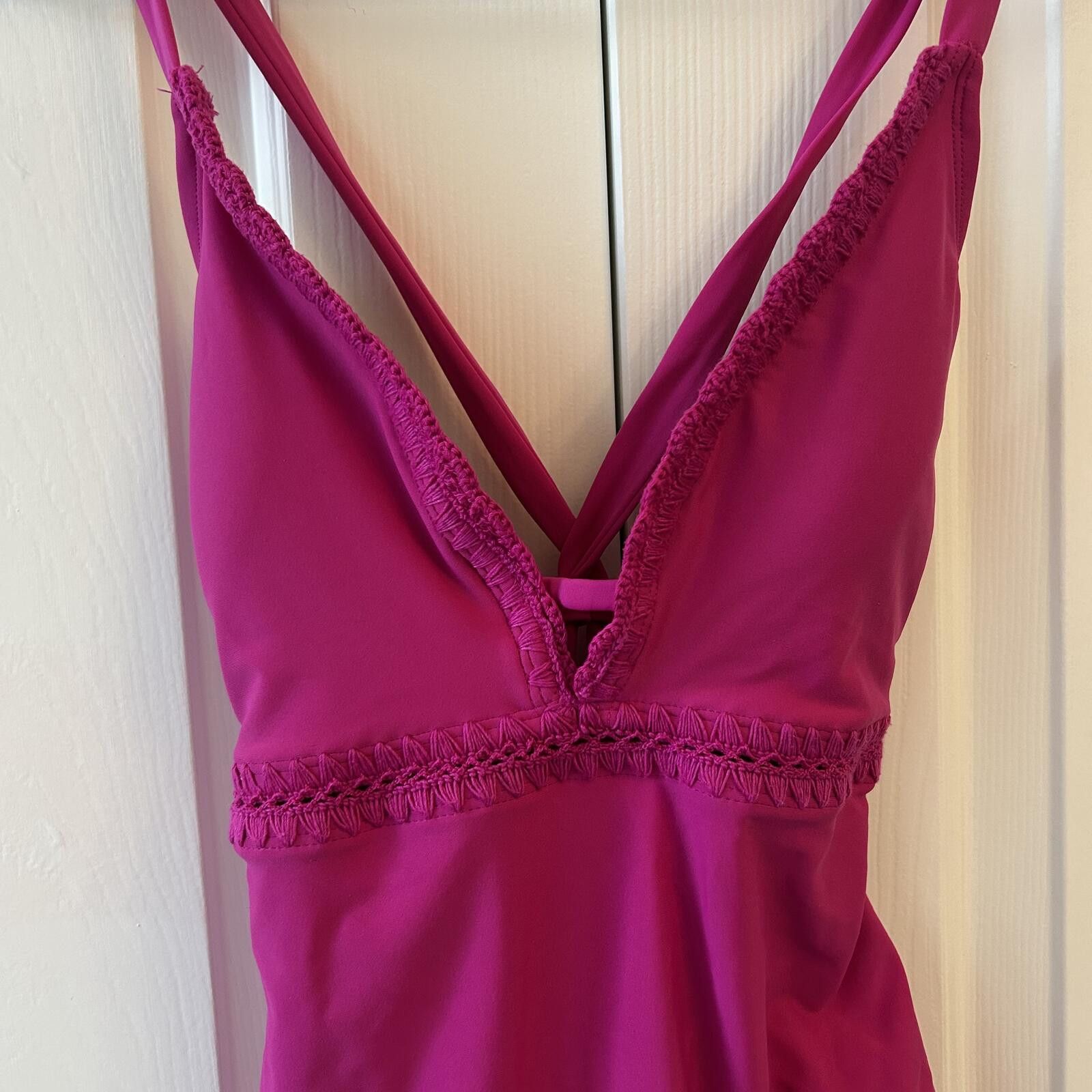 Other Kona Sol Women’s M One piece swimsuit Magenta Tie & V Neck Size ONE SIZE - 3 Thumbnail