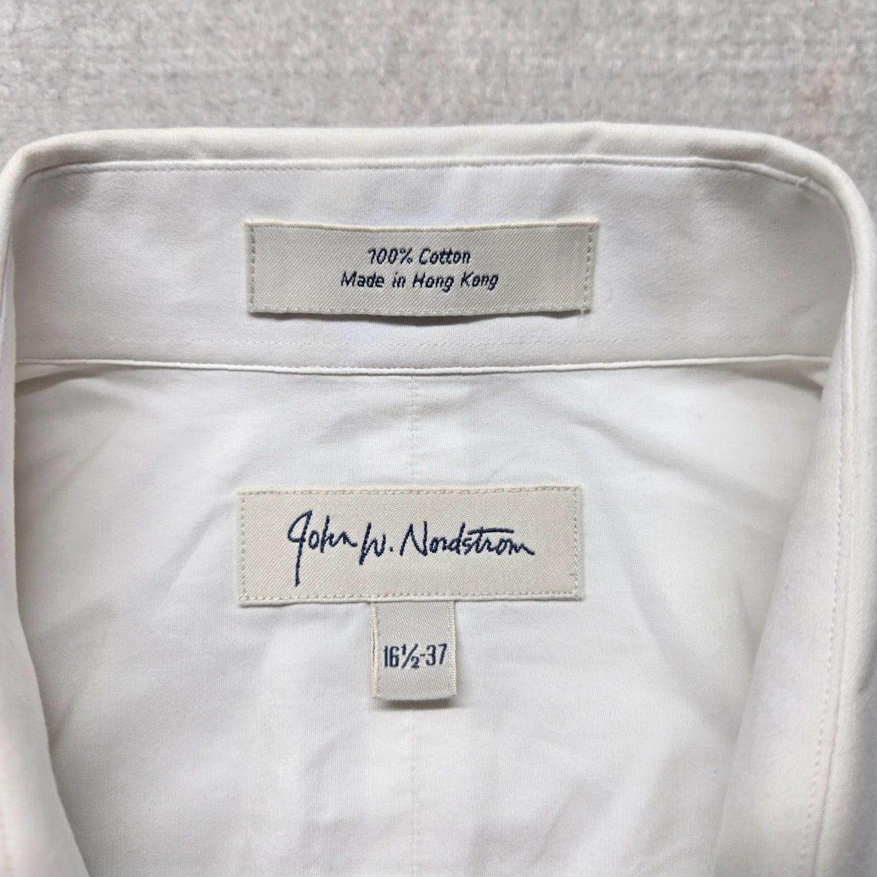 Nordstrom VINTAGE John W. Nordstrom Shirt Men Long Sleeve Button Up 16.5 White Cotton Classic 16.5 Mens Shirt Size US L / EU 52-54 / 3 - 3 Thumbnail